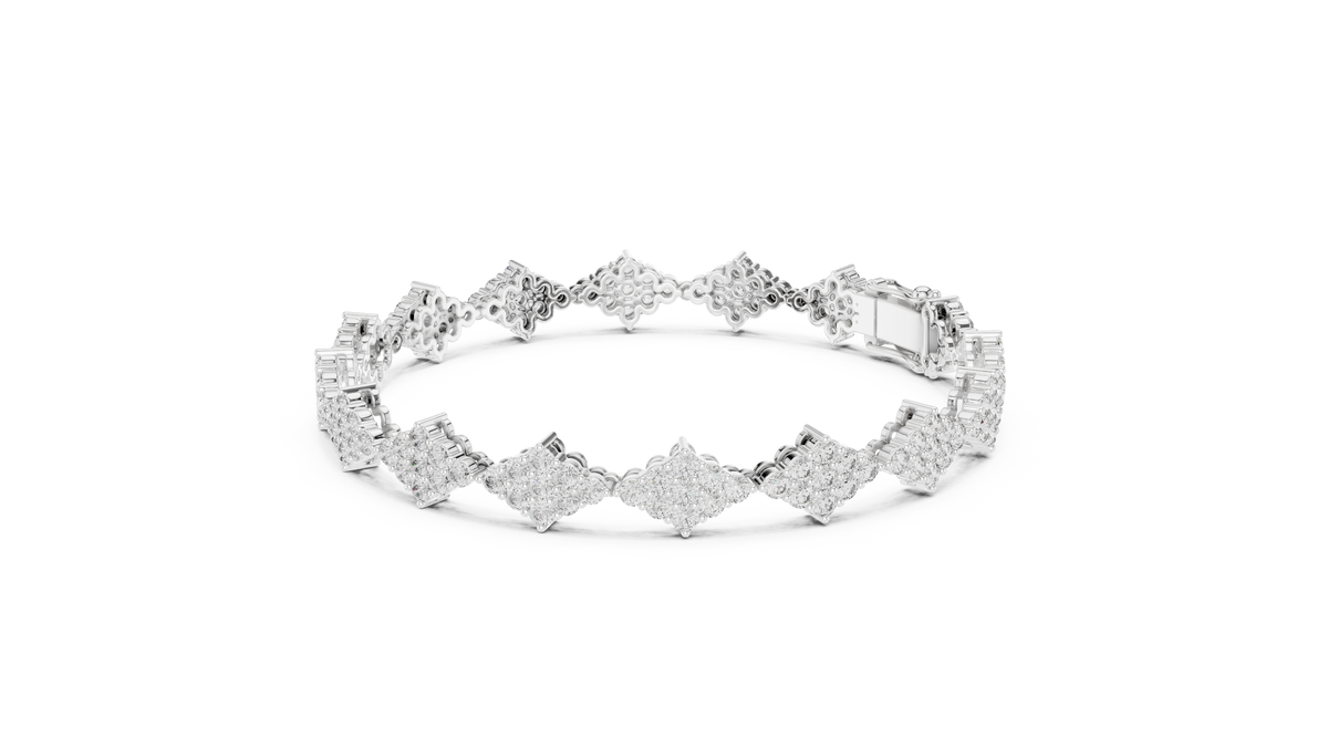 Luxury Cluster Diamond Tennis Bracelet in 14K Gold