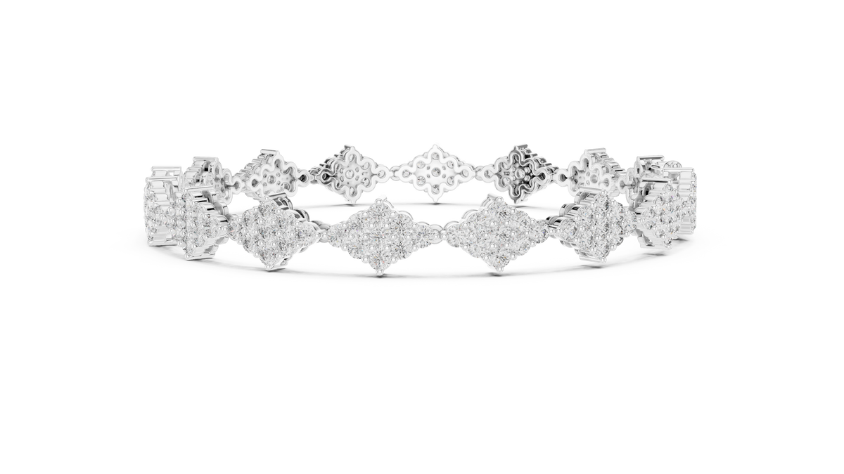 Luxury Cluster Diamond Tennis Bracelet in 14K Gold