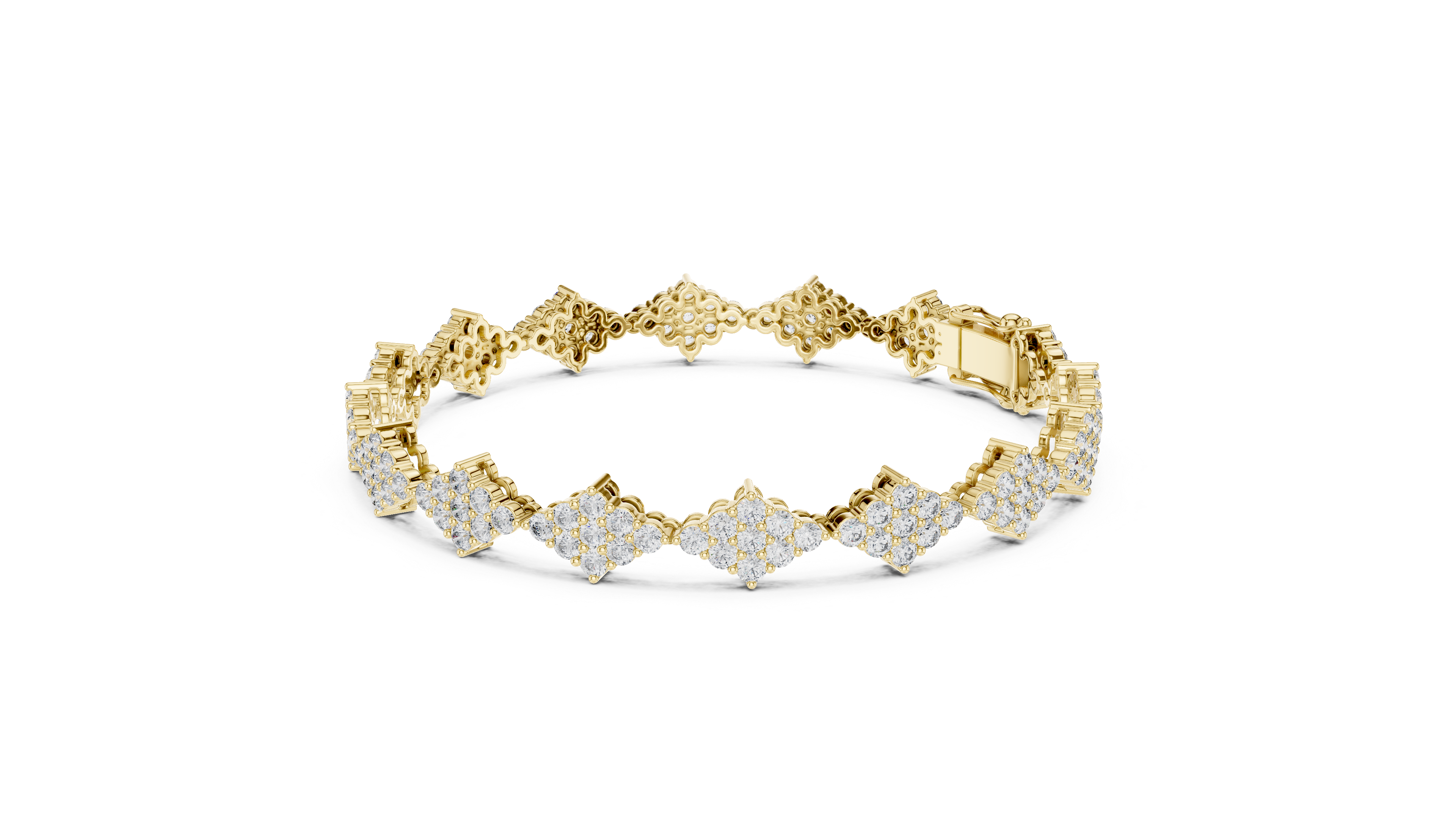 Luxury Cluster Diamond Tennis Bracelet in 14K Gold