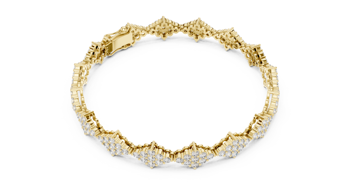 Luxury Cluster Diamond Tennis Bracelet in 14K Gold