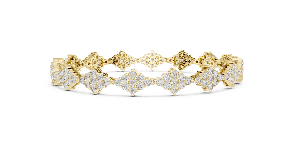 Luxury Cluster Diamond Tennis Bracelet in 14K Gold