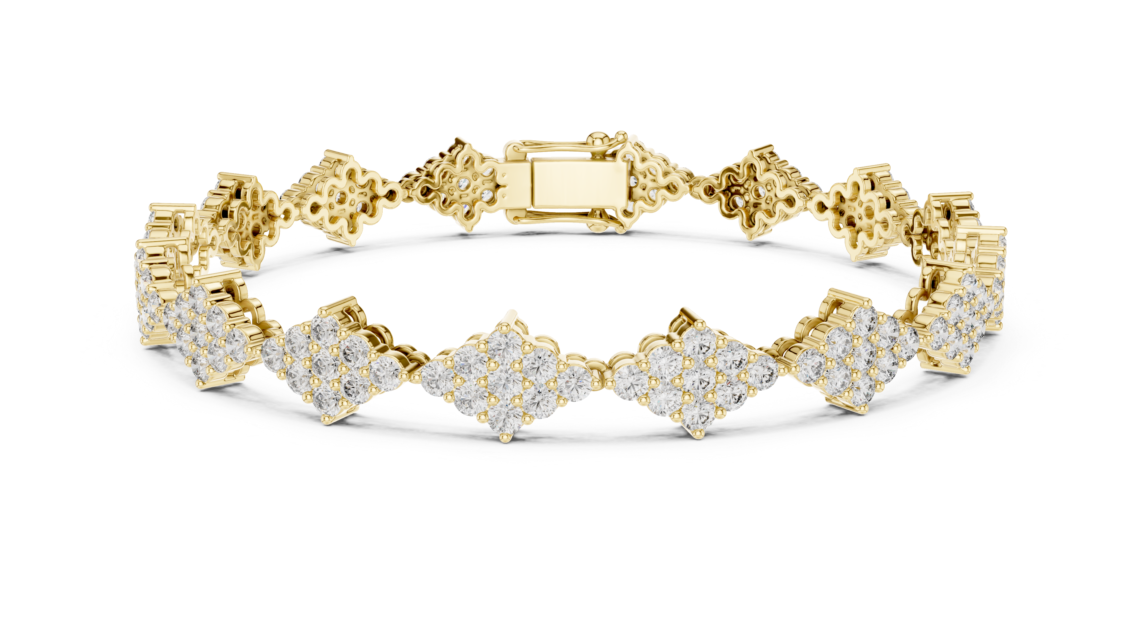 Luxury Cluster Diamond Tennis Bracelet in 14K Gold