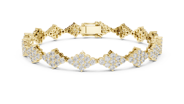 Luxury Cluster Diamond Tennis Bracelet in 14K Gold