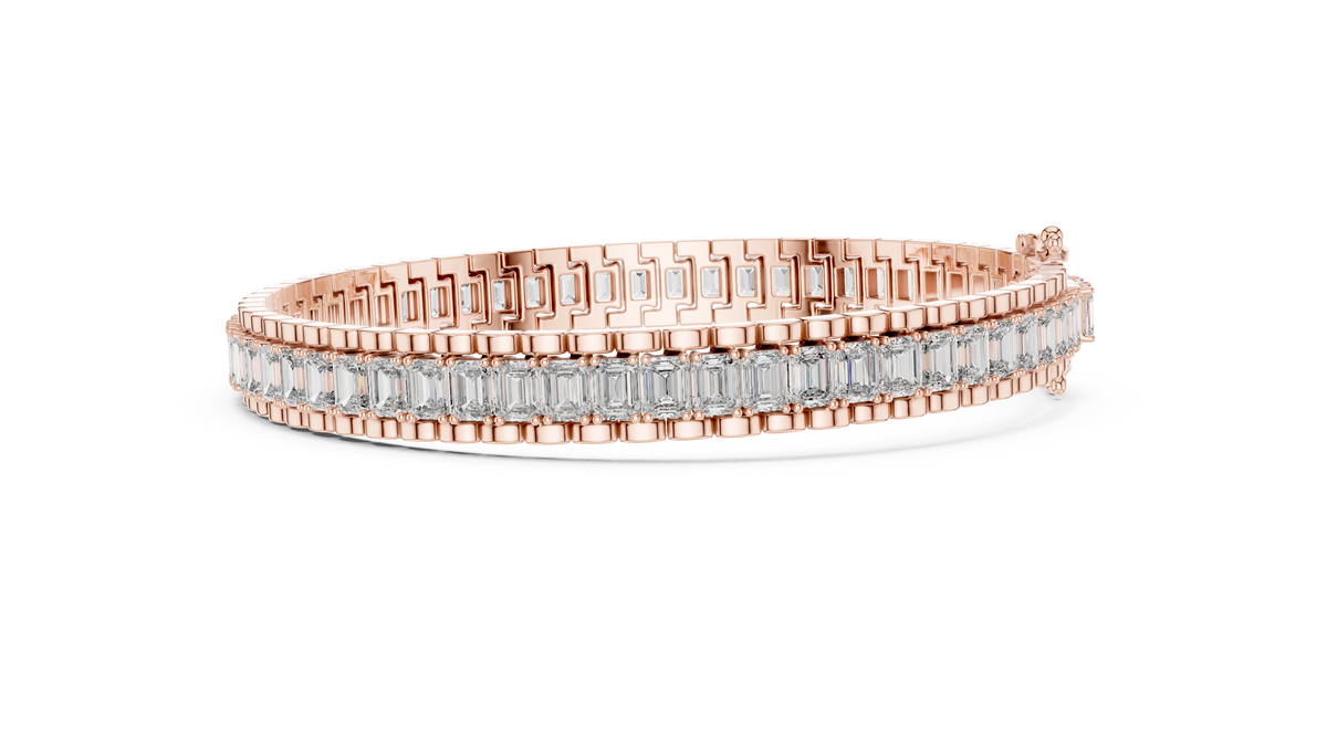 Luxury Emerald Cut Diamond Tennis Bracelet in 14K Gold