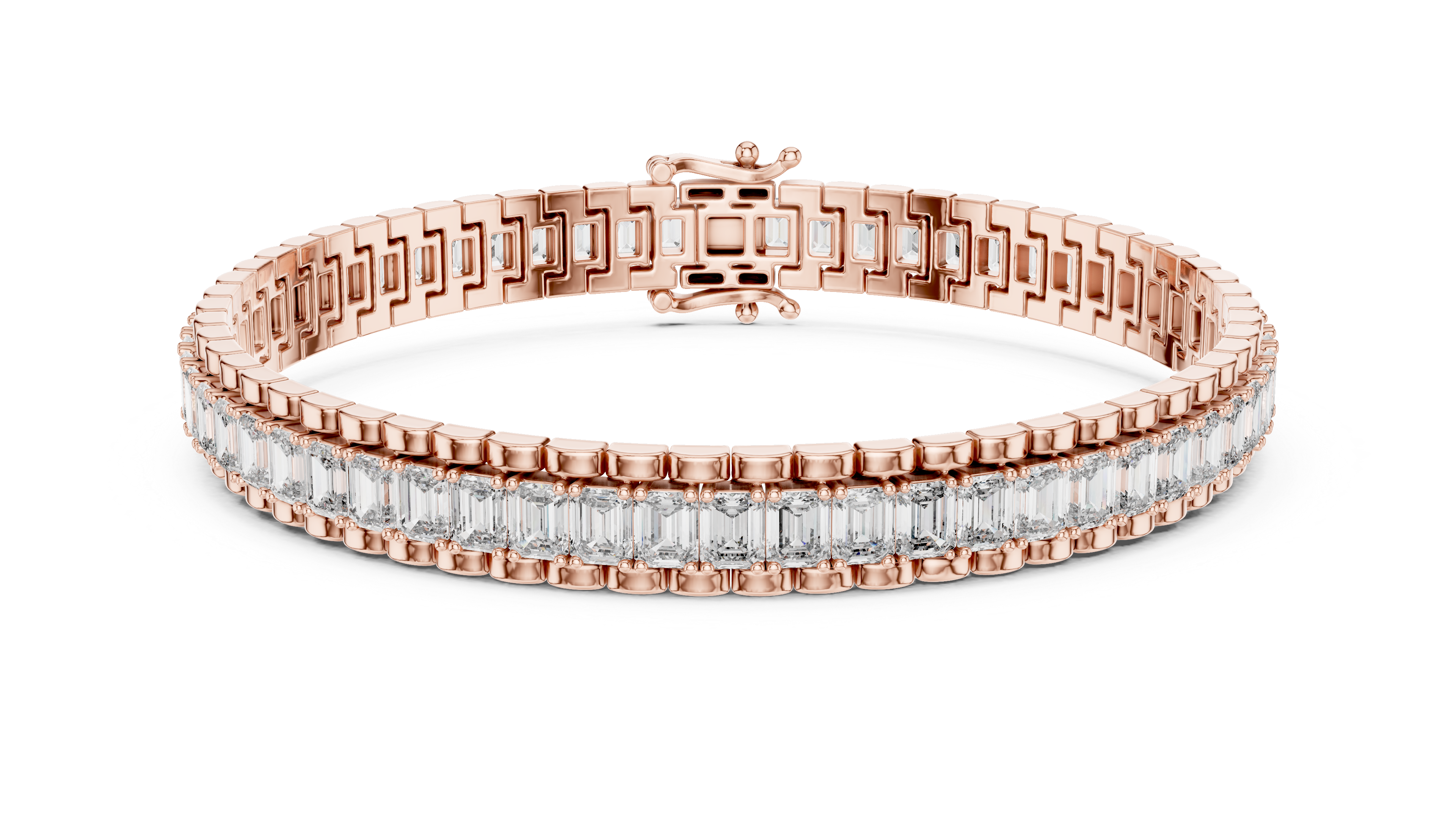 Luxury Emerald Cut Diamond Tennis Bracelet in 14K Gold