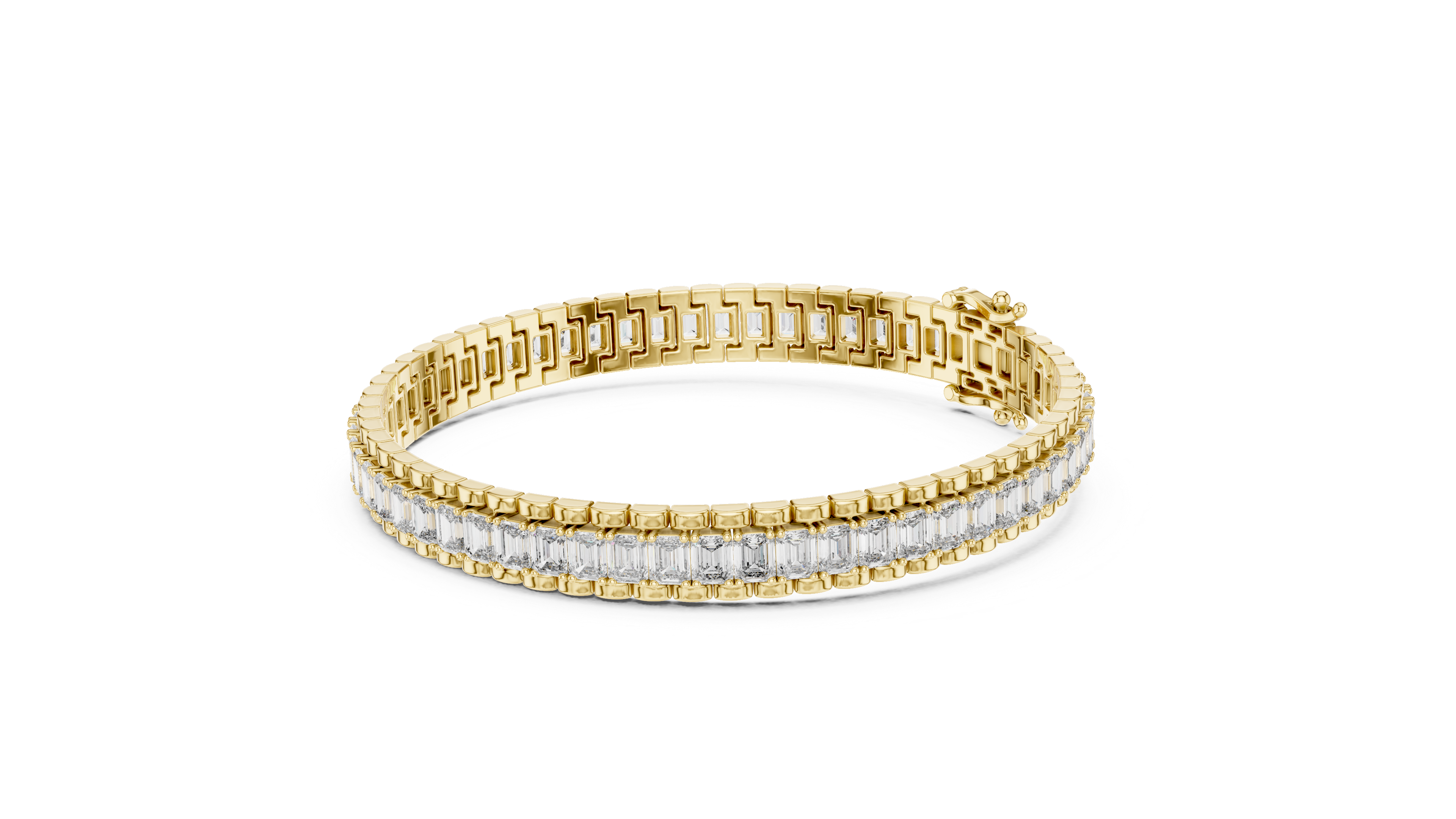 Luxury Emerald Cut Diamond Tennis Bracelet in 14K Gold