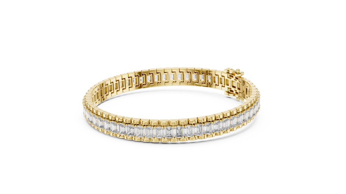 Luxury Emerald Cut Diamond Tennis Bracelet in 14K Gold