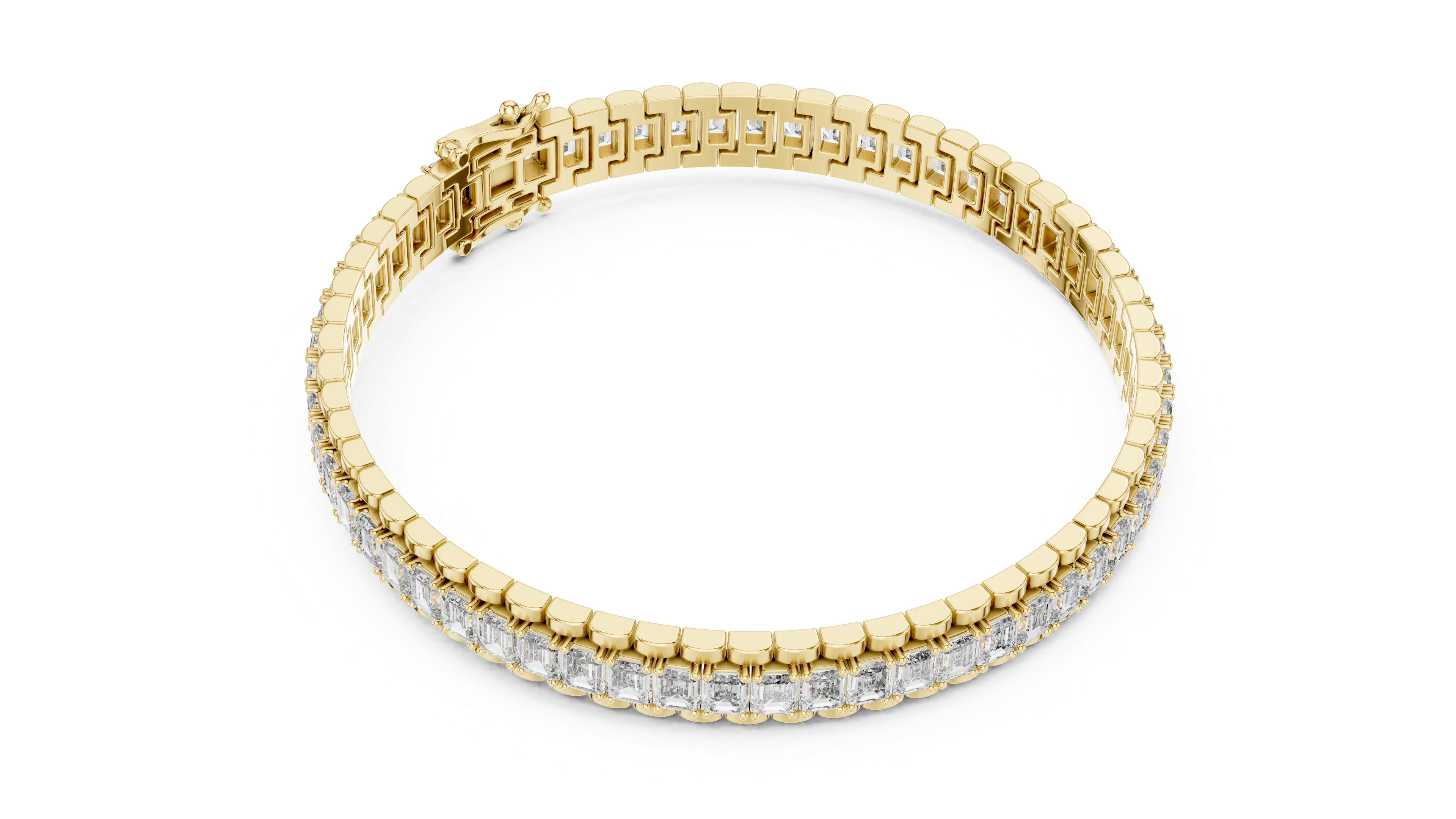 Luxury Emerald Cut Diamond Tennis Bracelet in 14K Gold