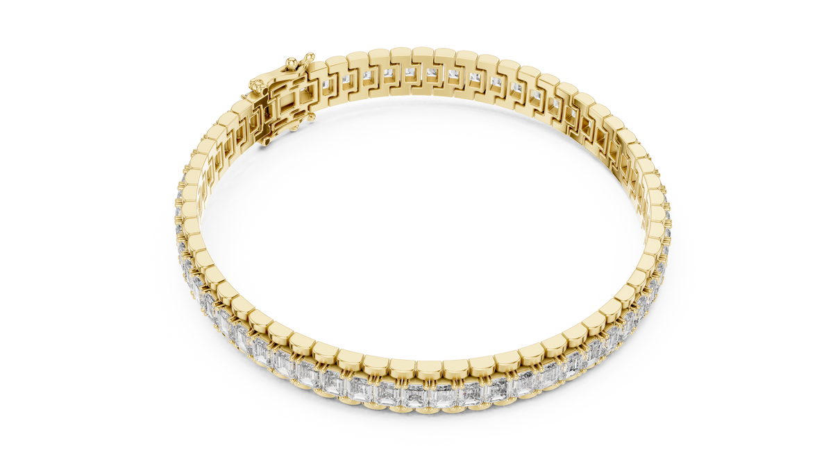 Luxury Emerald Cut Diamond Tennis Bracelet in 14K Gold