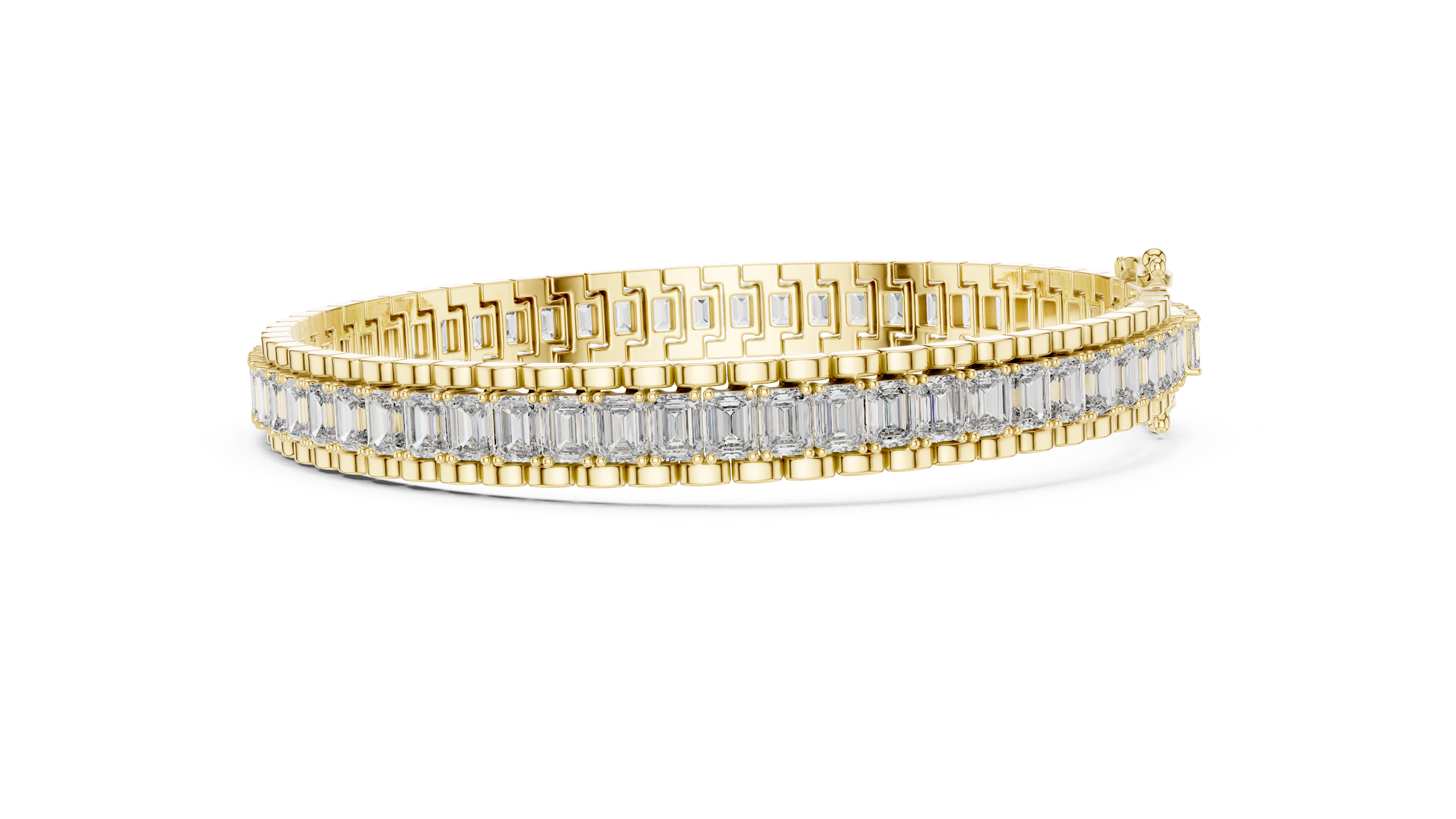 Luxury Emerald Cut Diamond Tennis Bracelet in 14K Gold