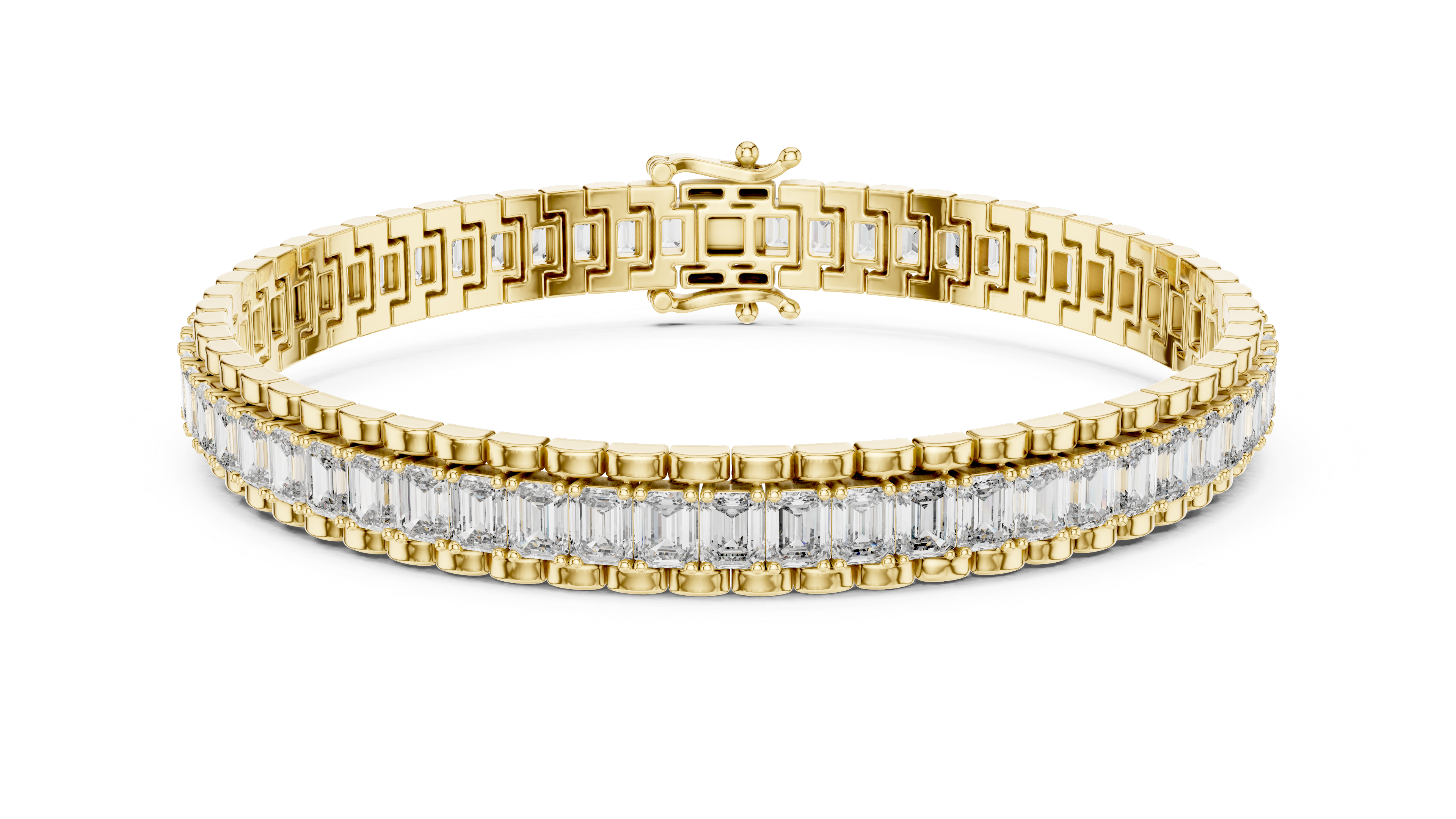 Luxury Emerald Cut Diamond Tennis Bracelet in 14K Gold