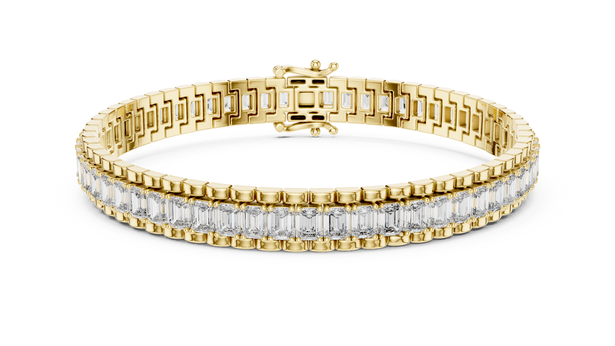 Luxury Emerald Cut Diamond Tennis Bracelet in 14K Gold