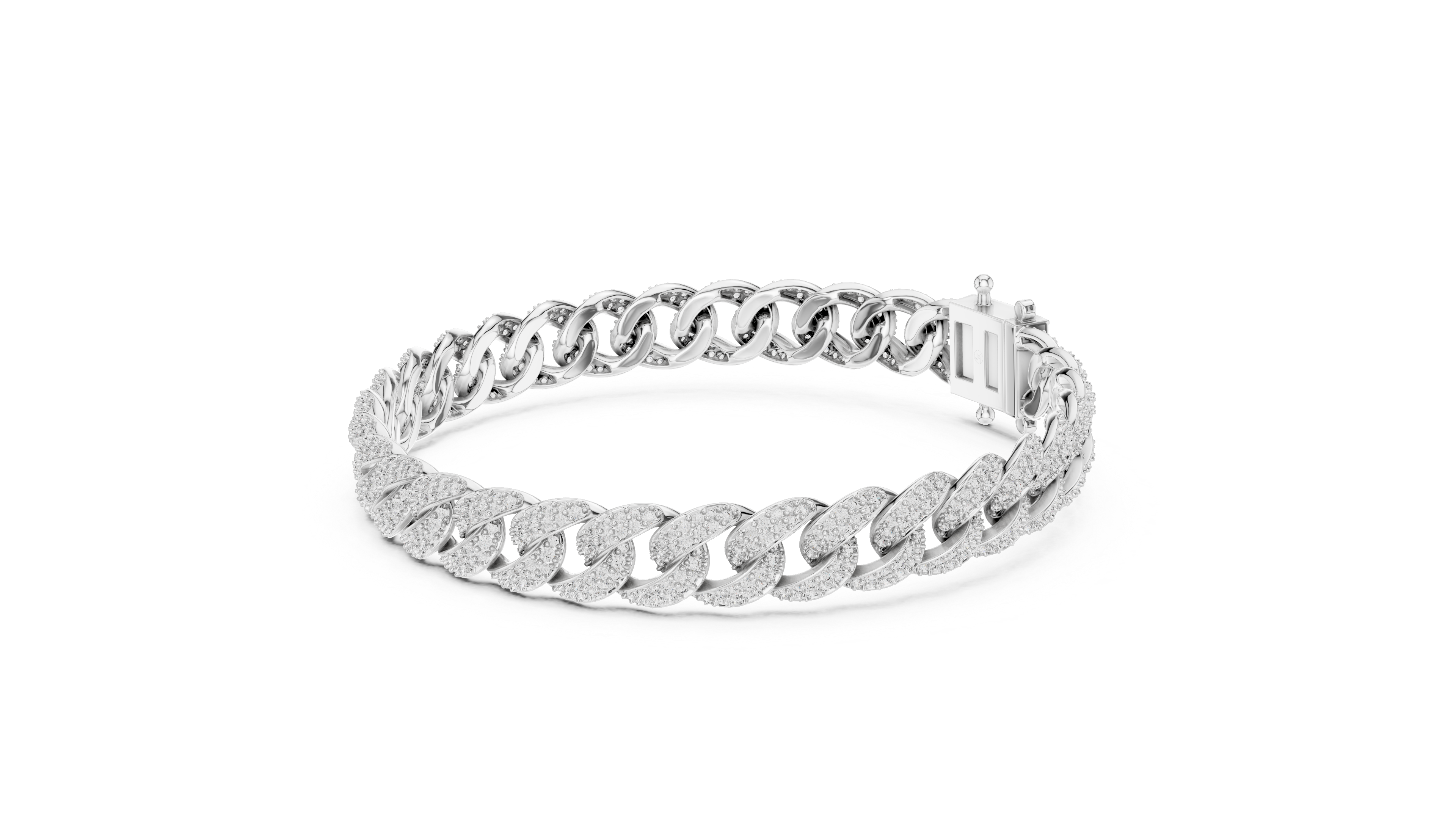 Luxury Diamond Pavé Cuban Link Bracelet in Premium Silver