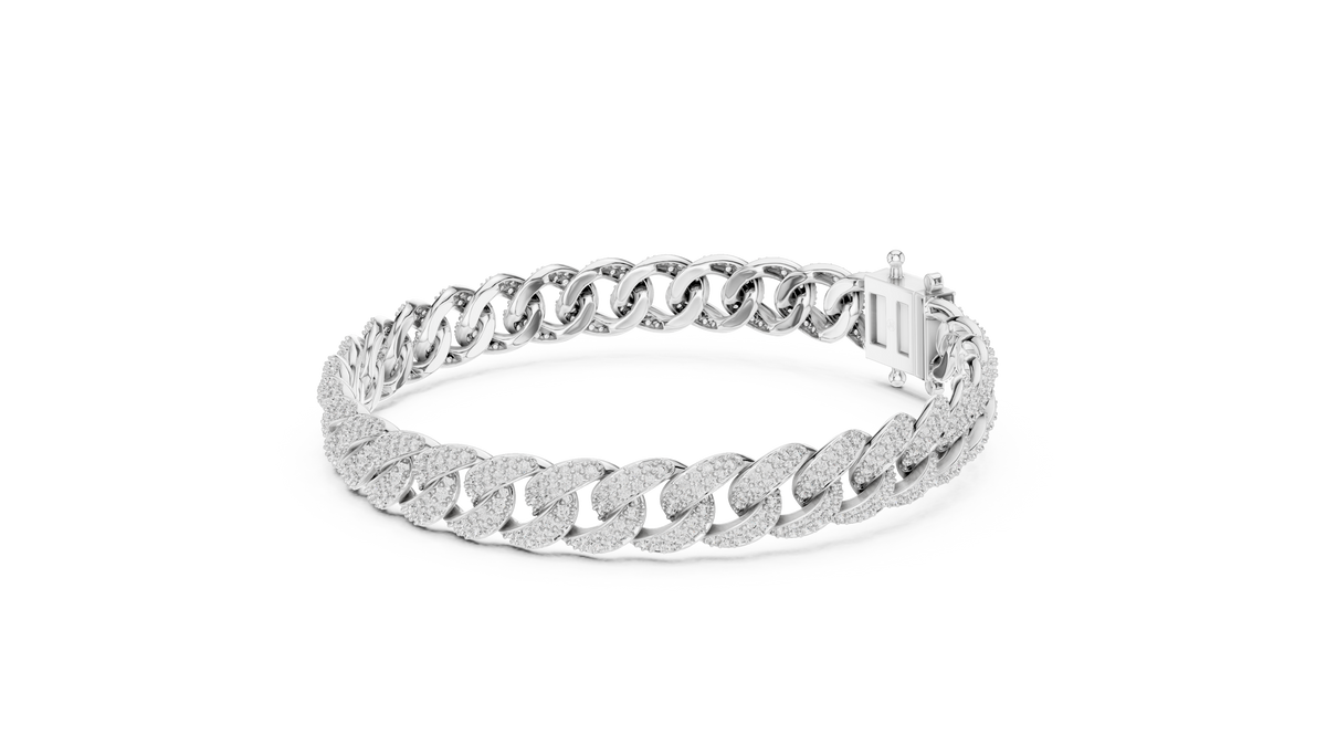 Luxury Diamond Pavé Cuban Link Bracelet in Premium Silver