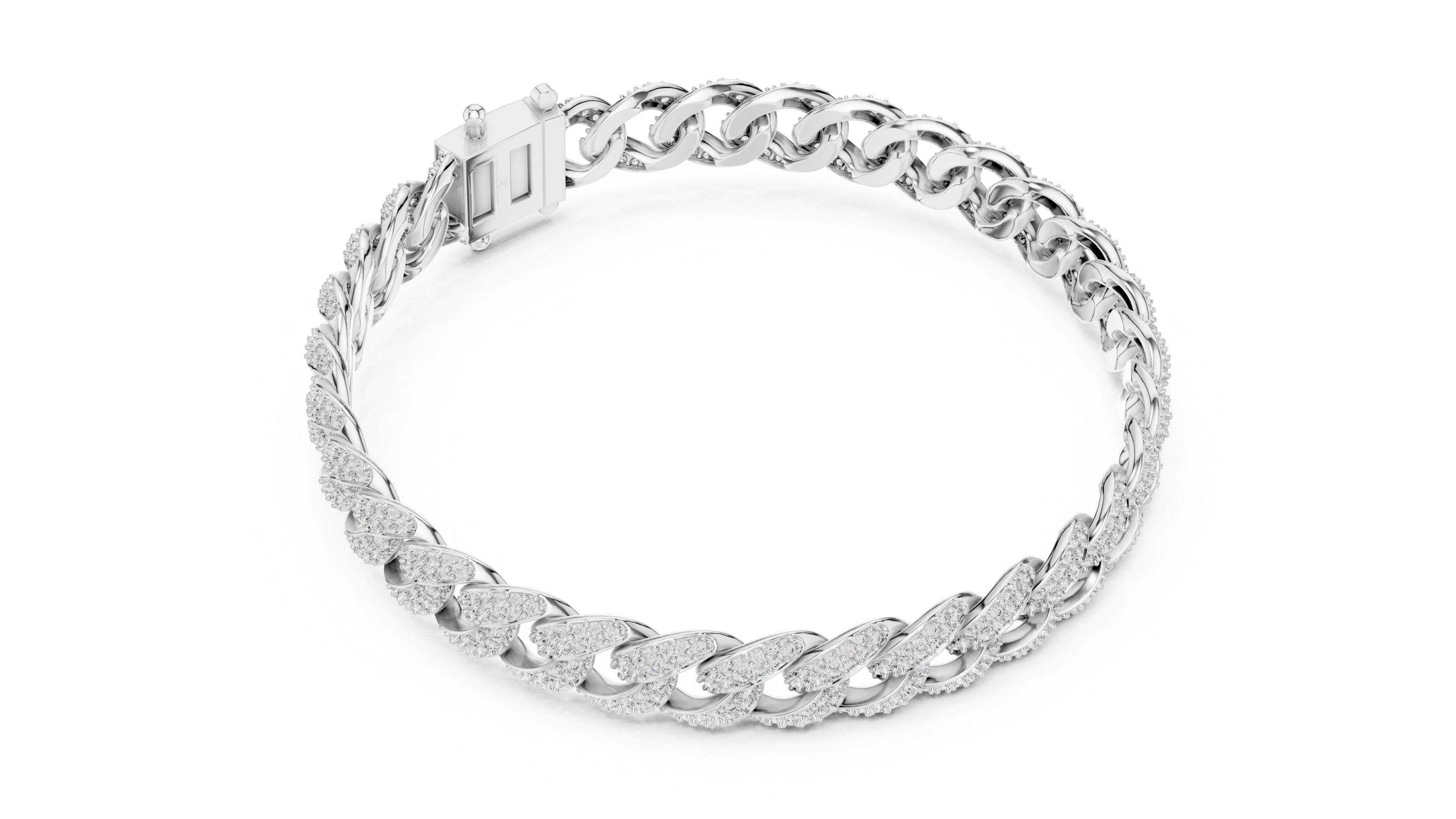 Luxury Diamond Pavé Cuban Link Bracelet in Premium Silver