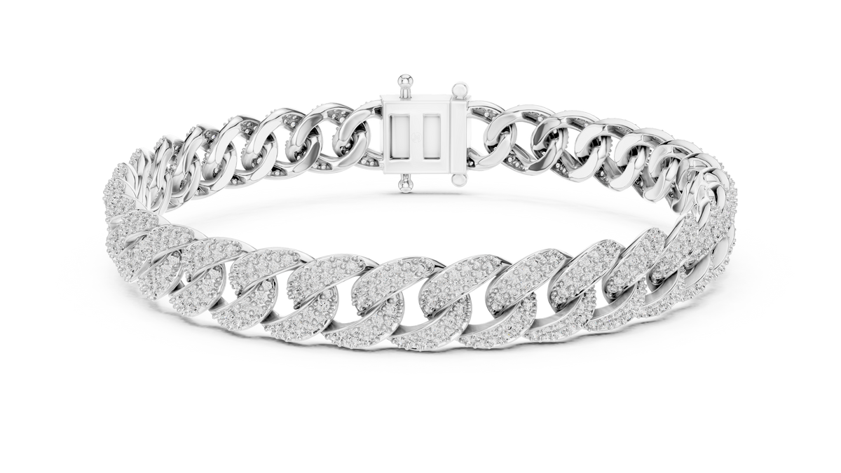 Luxury Diamond Pavé Cuban Link Bracelet in Premium Silver