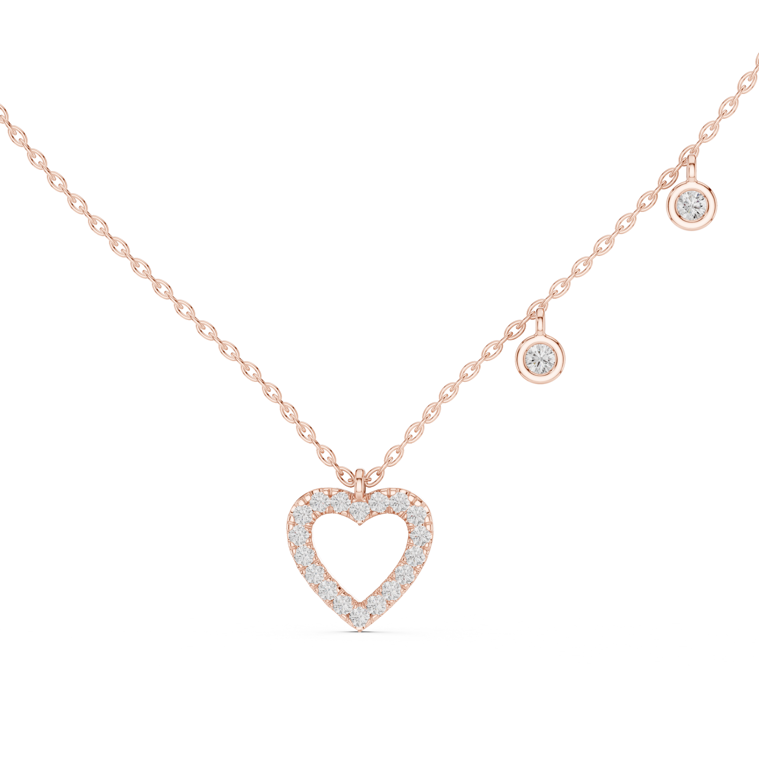 Diamond Heart Pendant Necklace in Gold