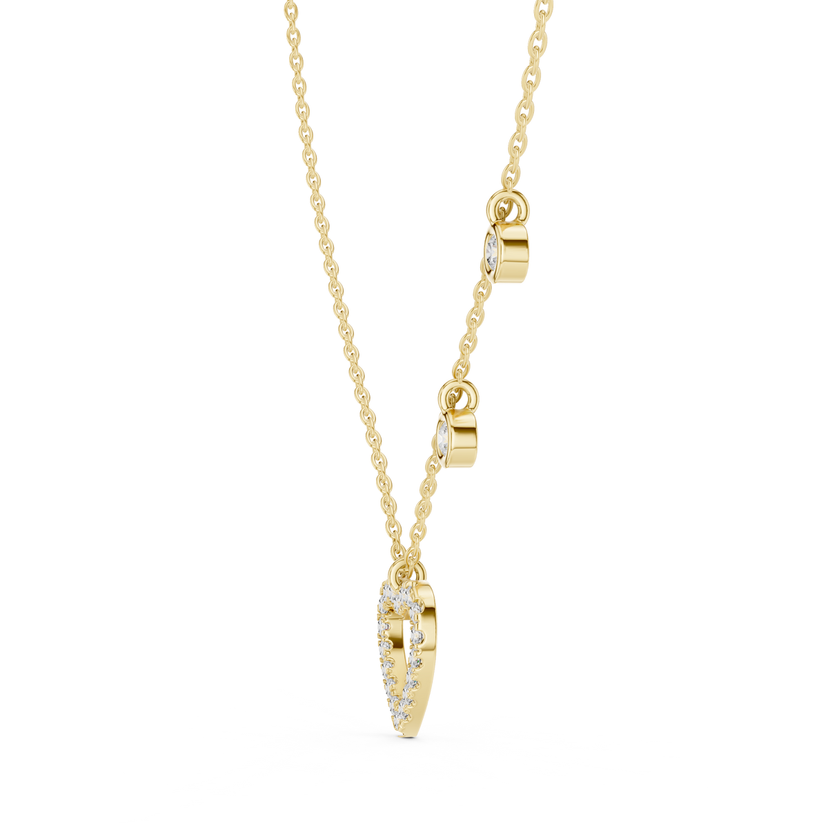 Diamond Heart Pendant Necklace in Gold