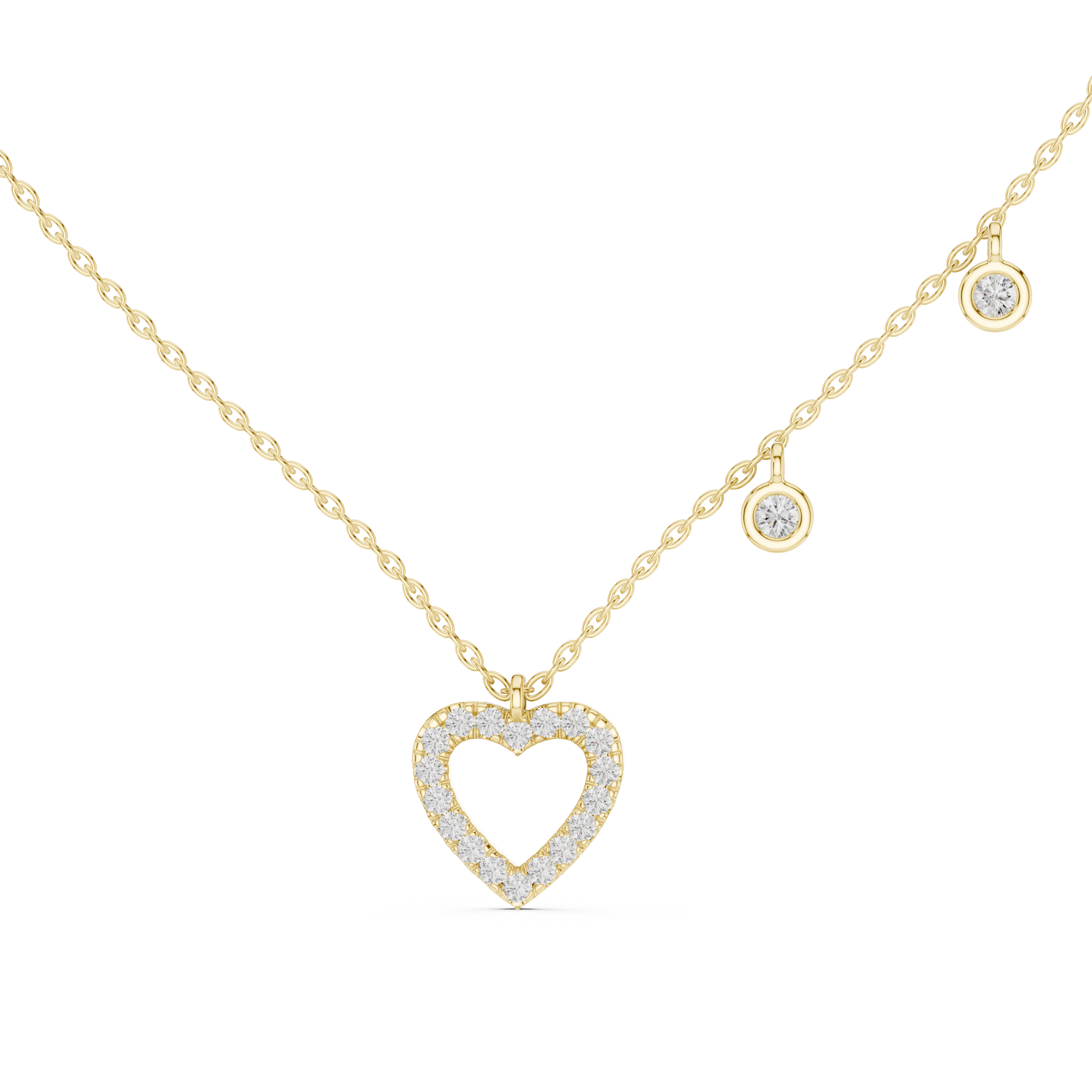 Diamond Heart Pendant Necklace in Gold