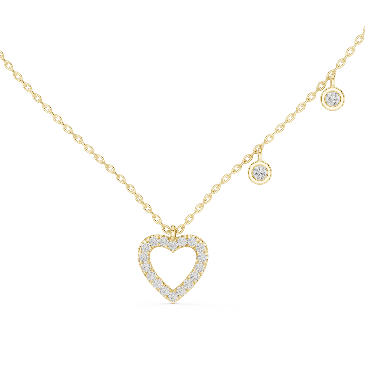 Diamond Heart Pendant Necklace in Gold