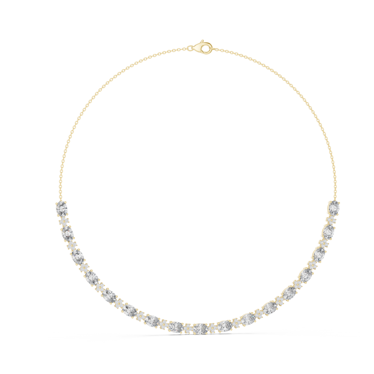 Luxury Oval Gemstone Necklace with Fine Diamond
