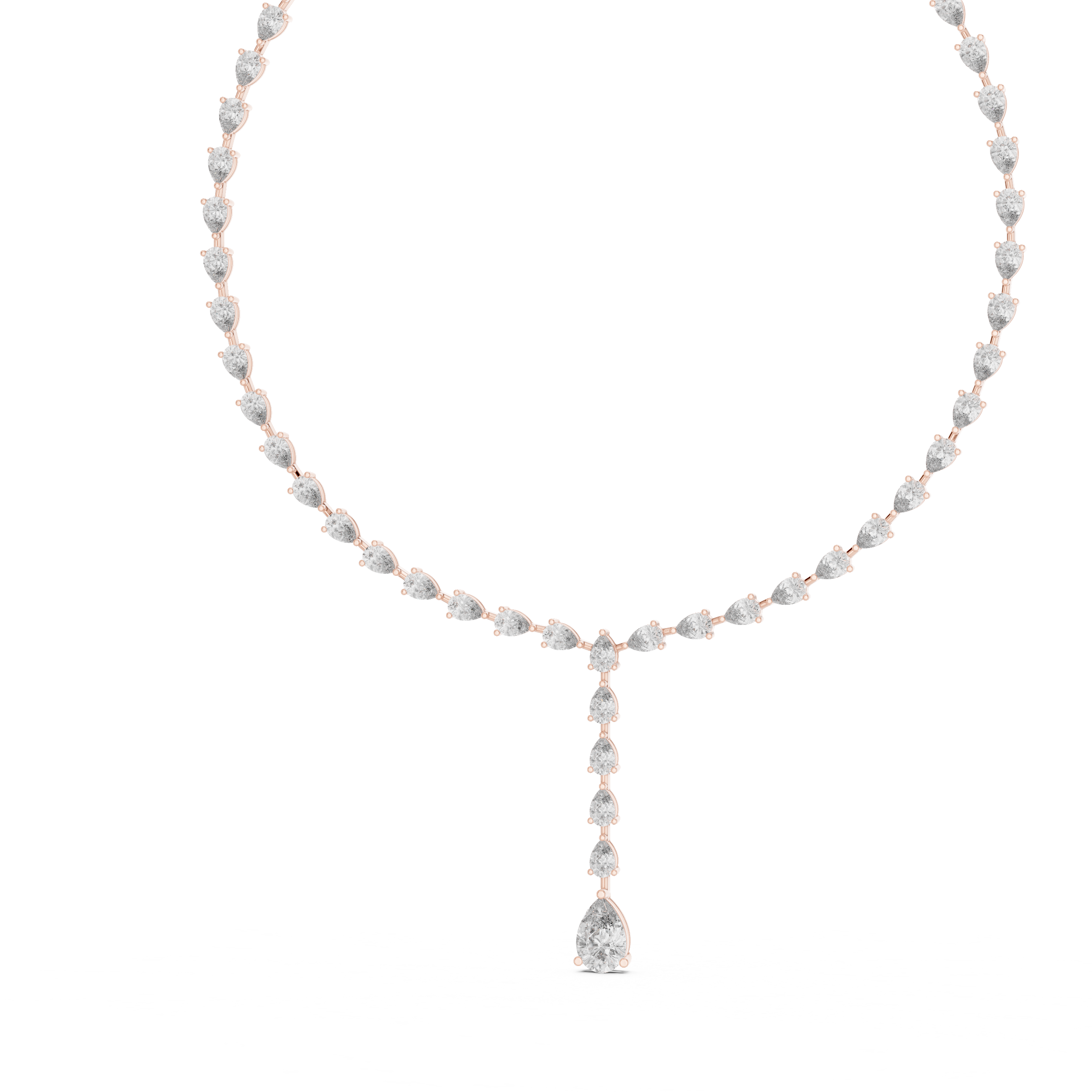 Elegant Pear & Round Diamond Halo Necklace