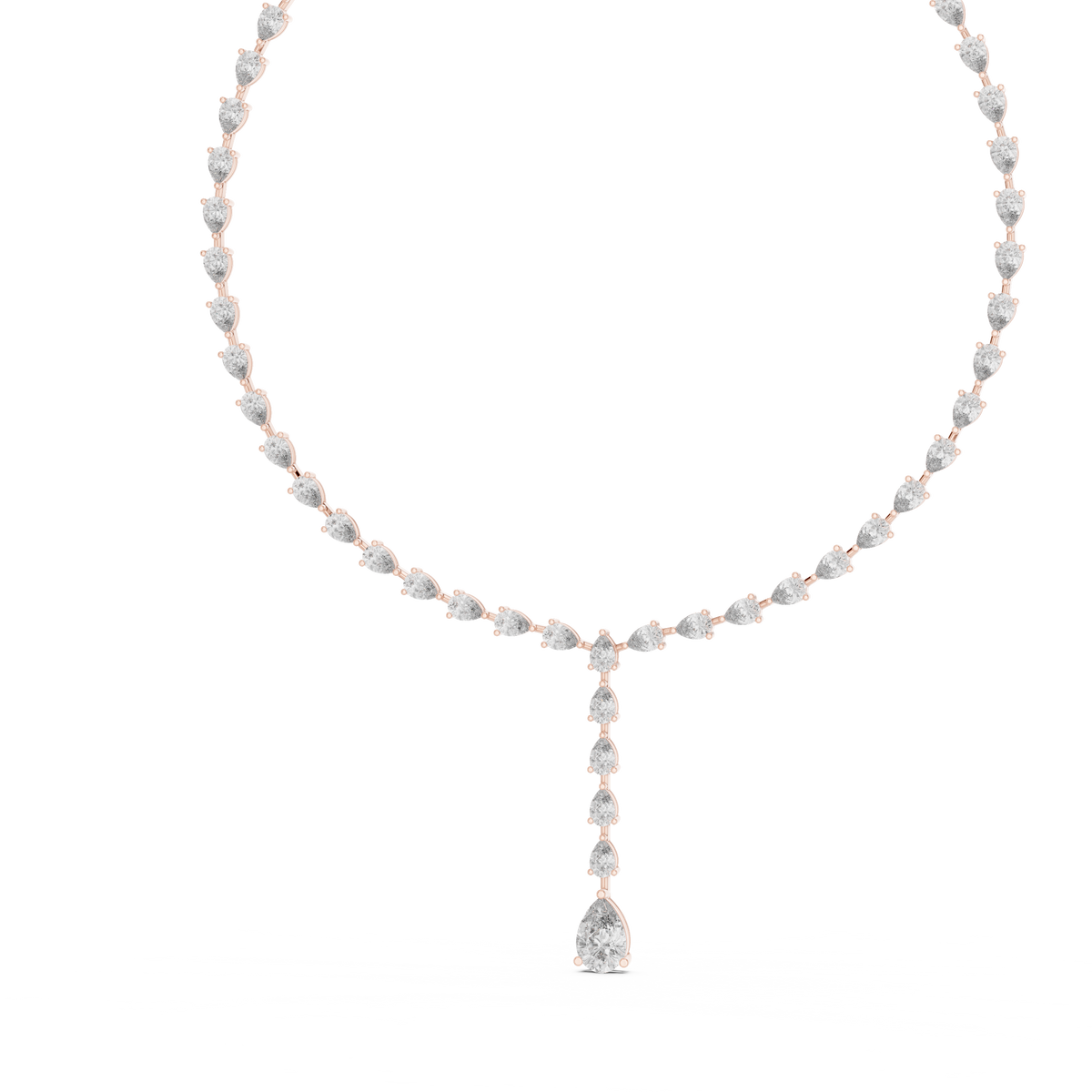 Elegant Pear & Round Diamond Halo Necklace