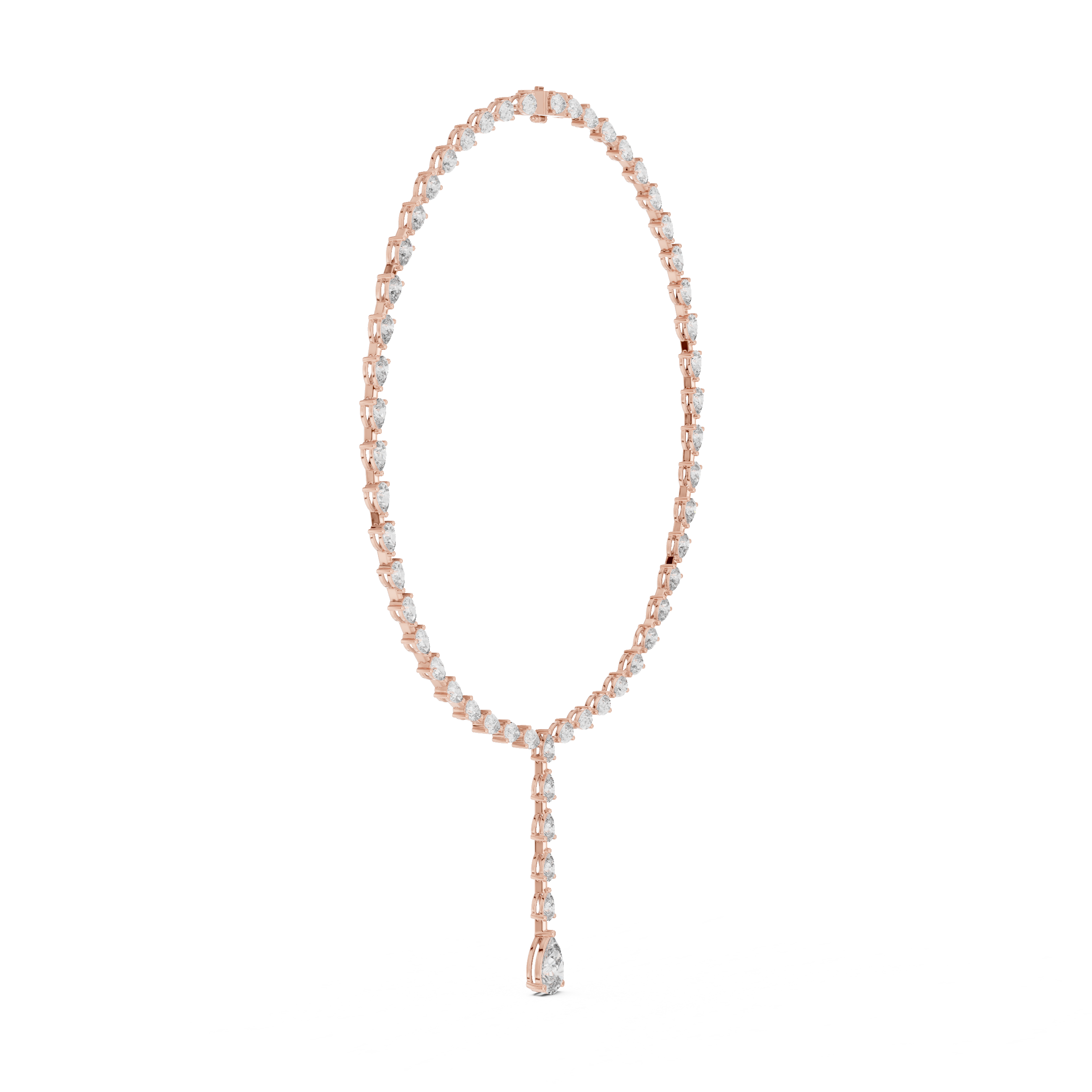 Elegant Pear & Round Diamond Halo Necklace