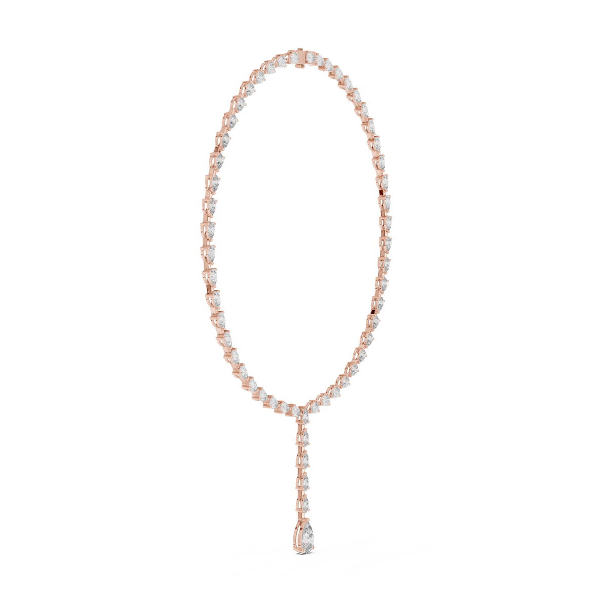 Elegant Pear & Round Diamond Halo Necklace