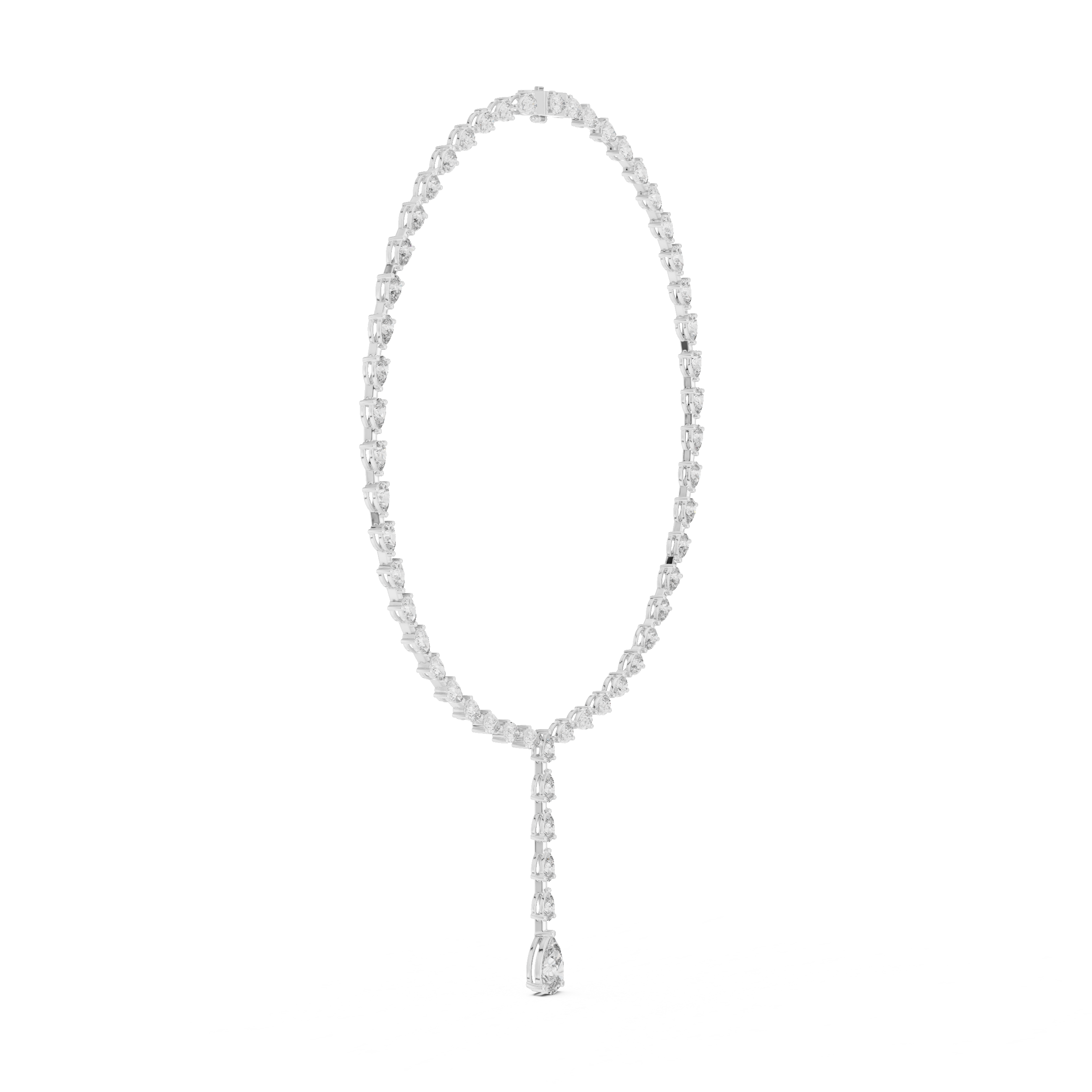 Elegant Pear & Round Diamond Halo Necklace