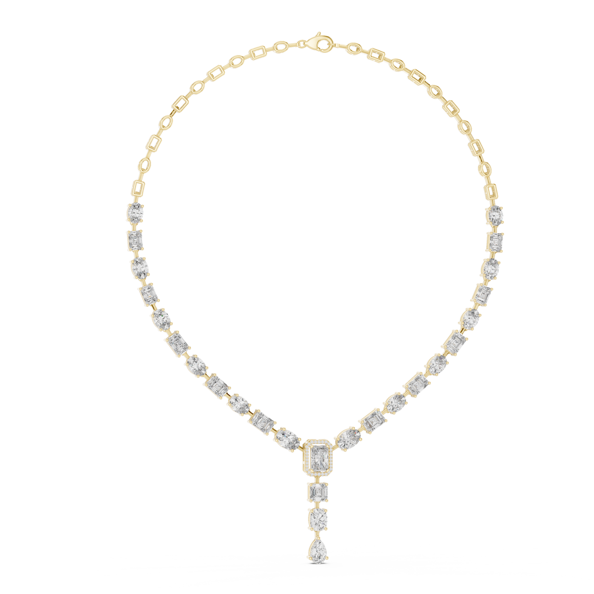 Radiant Oval & Pear Diamond Drop Necklace
