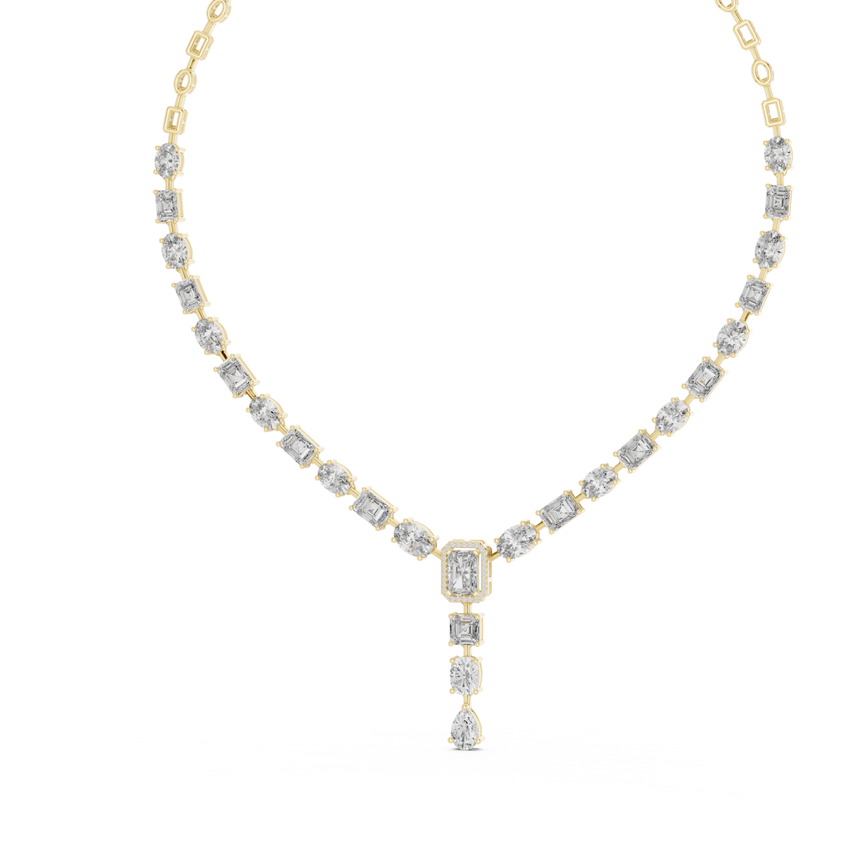 Radiant Oval & Pear Diamond Drop Necklace