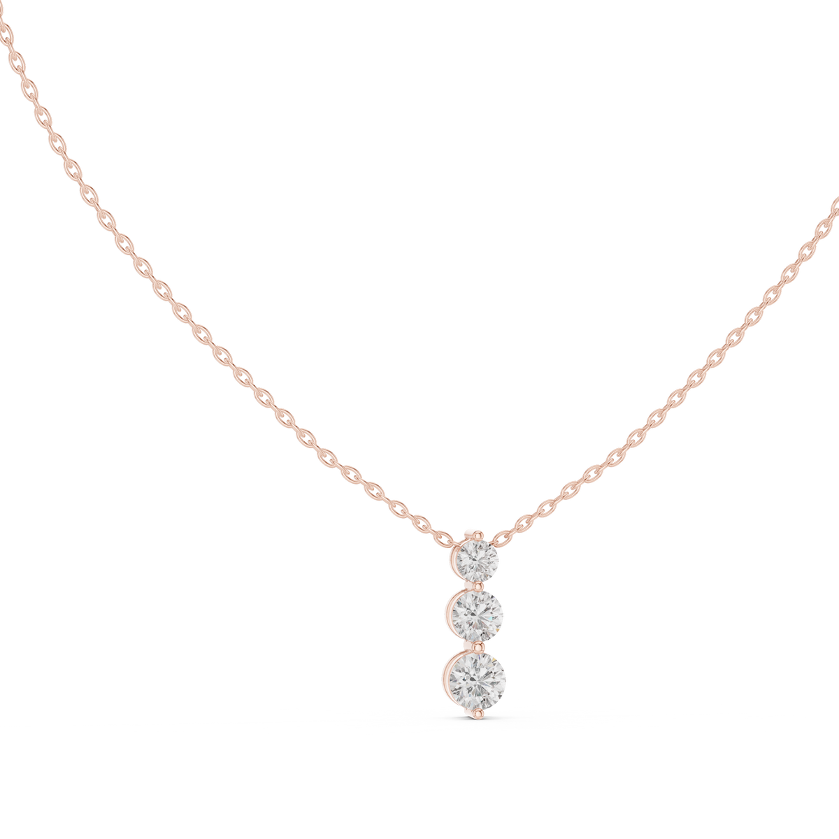 Elegant Triple-Drop Diamond Pendant in High-Polish Collet Setting
