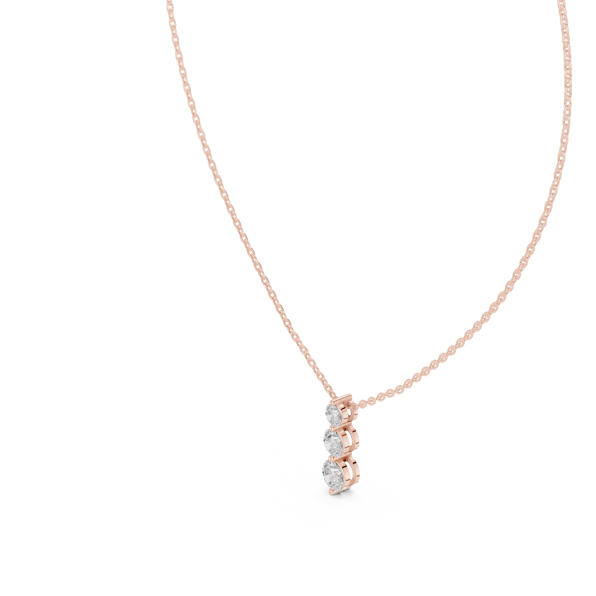 Elegant Triple-Drop Diamond Pendant in High-Polish Collet Setting