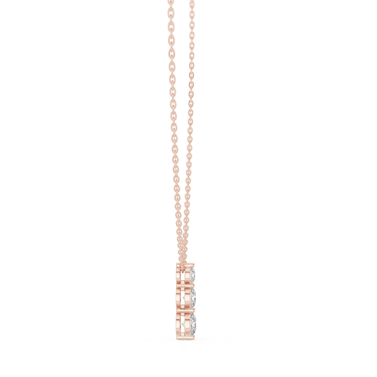 Elegant Triple-Drop Diamond Pendant in High-Polish Collet Setting