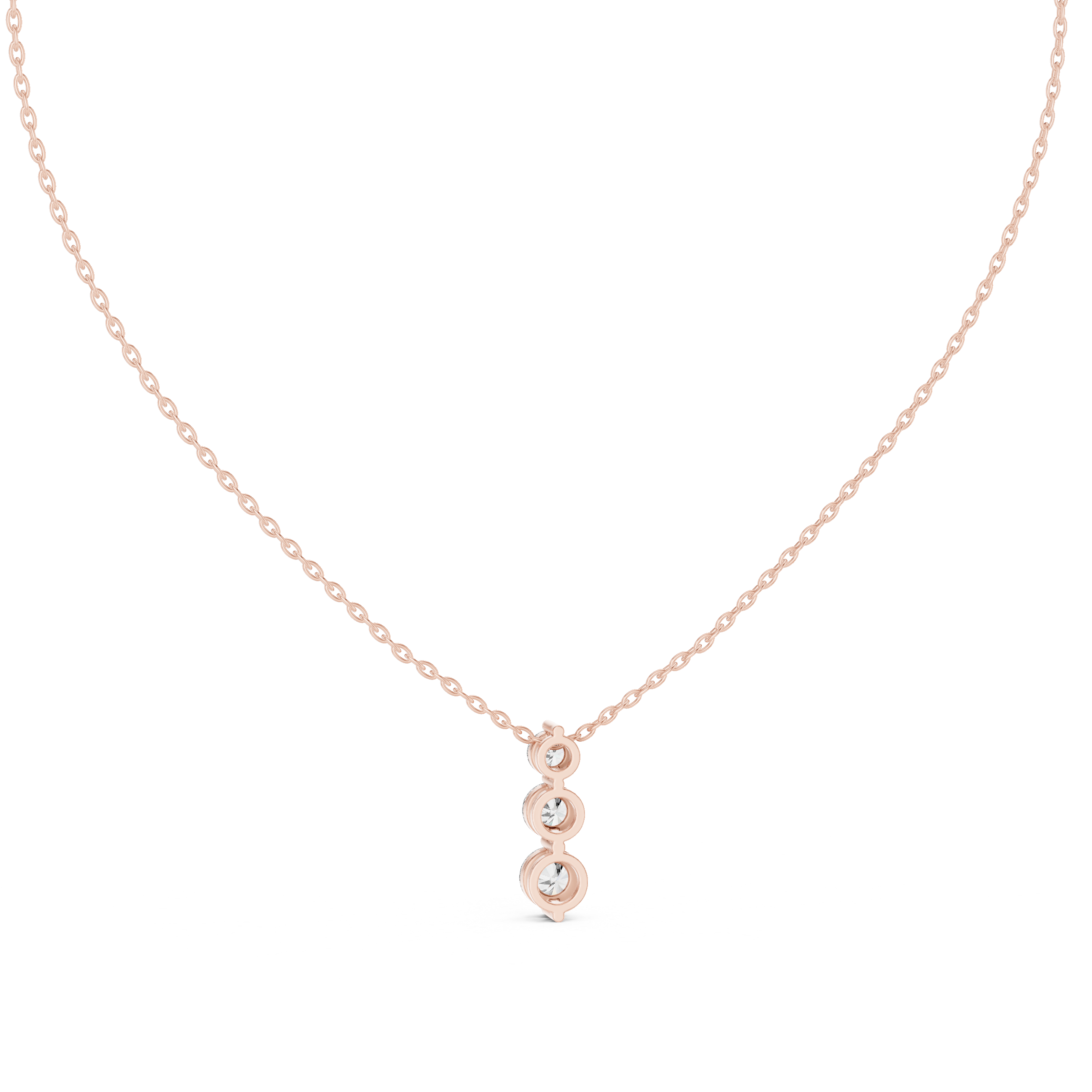 Elegant Triple-Drop Diamond Pendant in High-Polish Collet Setting