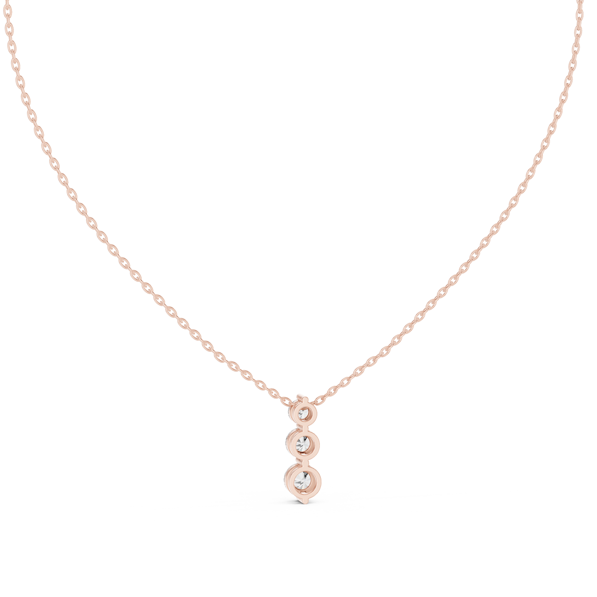 Elegant Triple-Drop Diamond Pendant in High-Polish Collet Setting