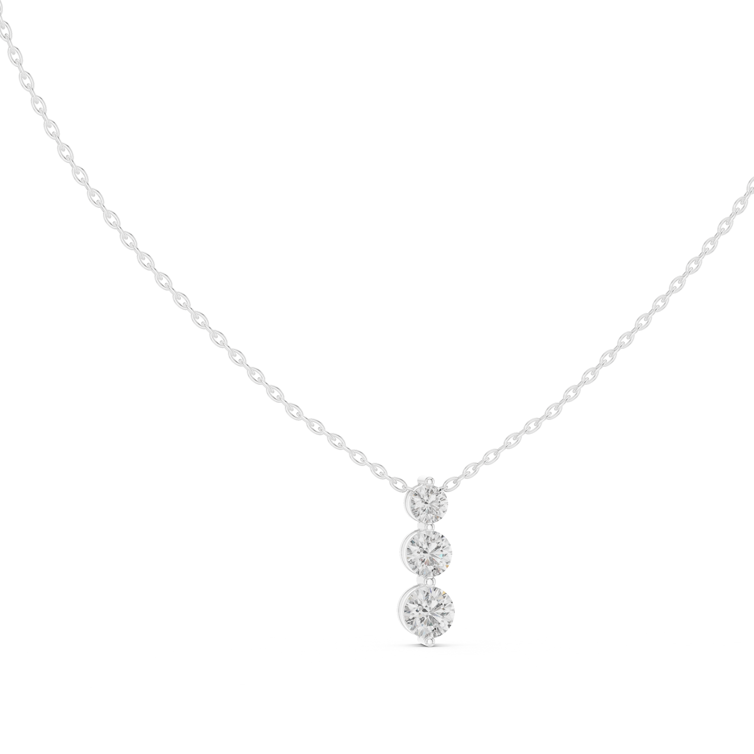 Elegant Triple-Drop Diamond Pendant in High-Polish Collet Setting