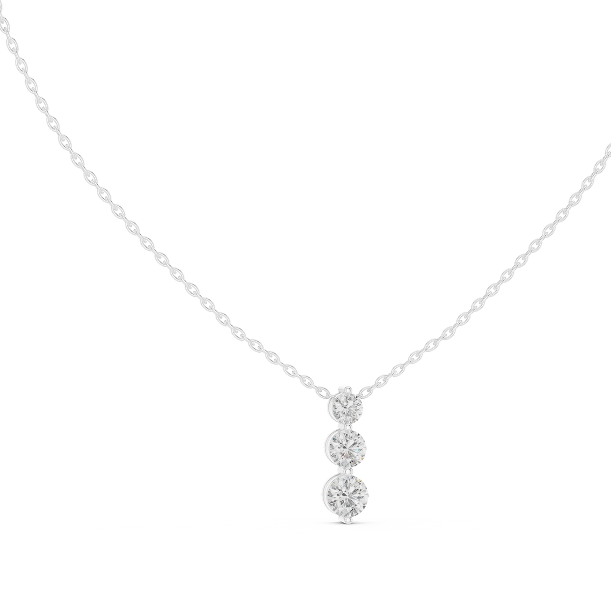 Elegant Triple-Drop Diamond Pendant in High-Polish Collet Setting