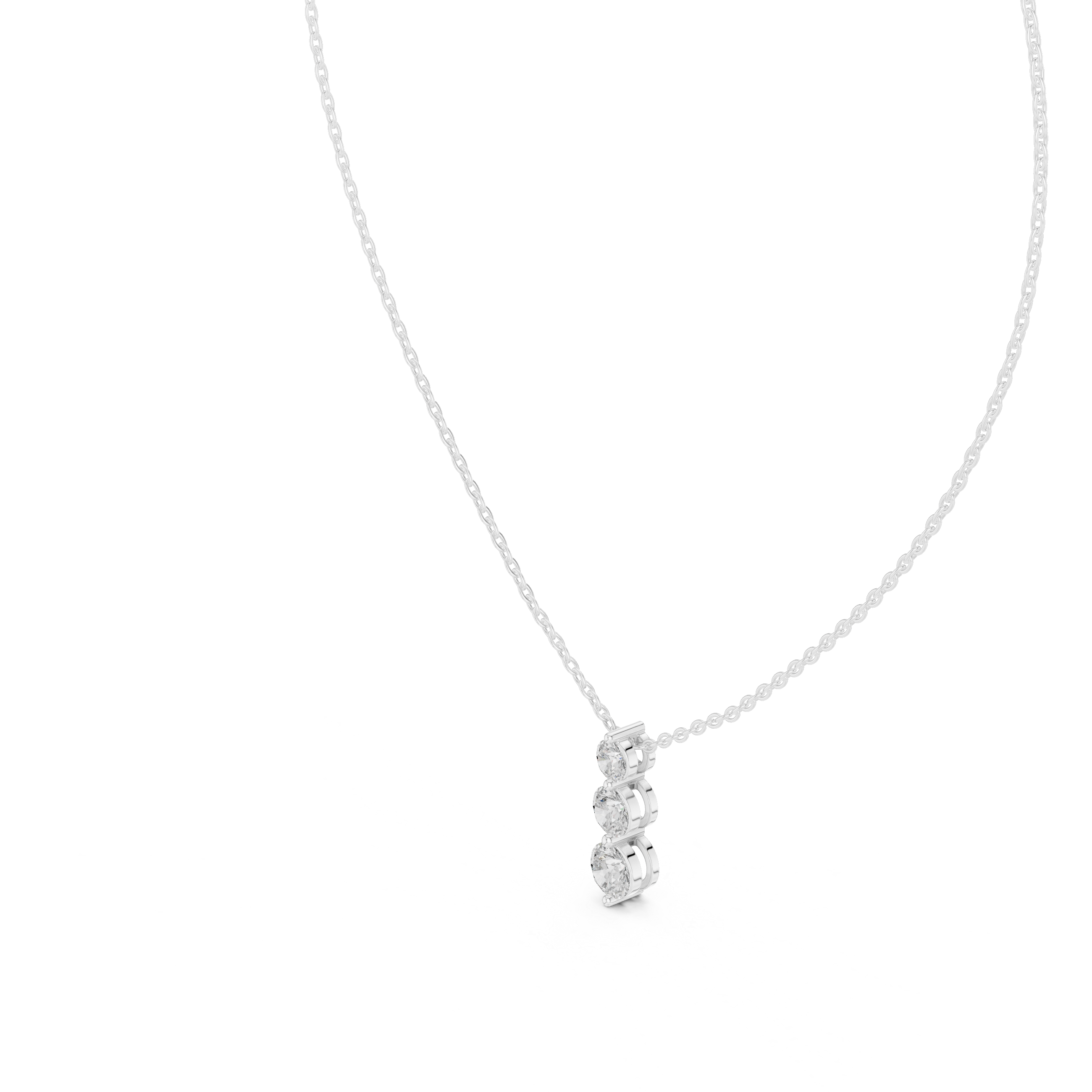 Elegant Triple-Drop Diamond Pendant in High-Polish Collet Setting
