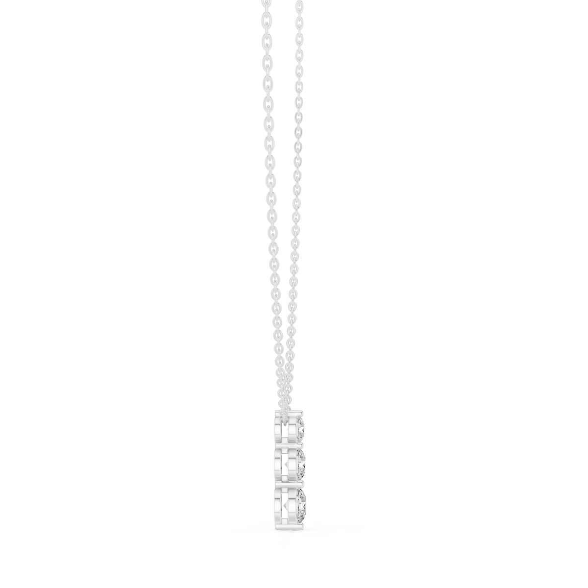Elegant Triple-Drop Diamond Pendant in High-Polish Collet Setting