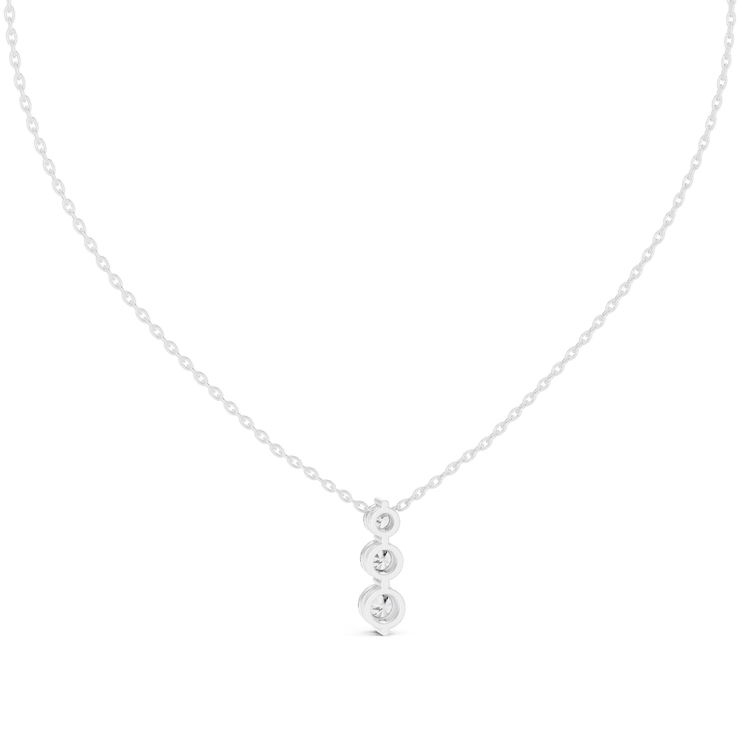 Elegant Triple-Drop Diamond Pendant in High-Polish Collet Setting