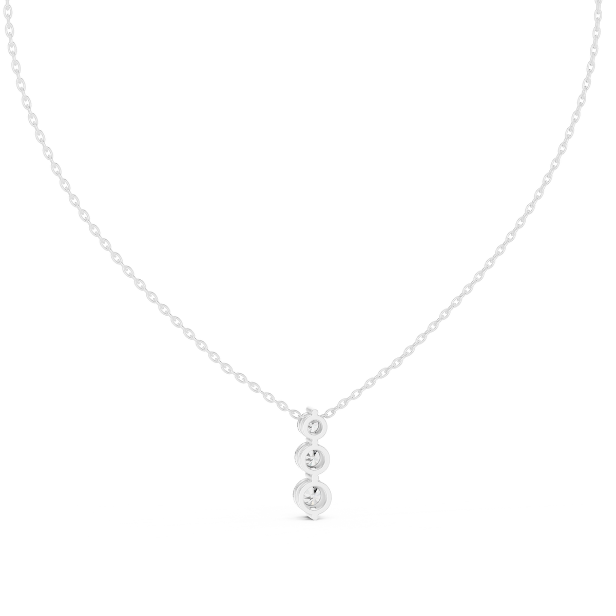 Elegant Triple-Drop Diamond Pendant in High-Polish Collet Setting