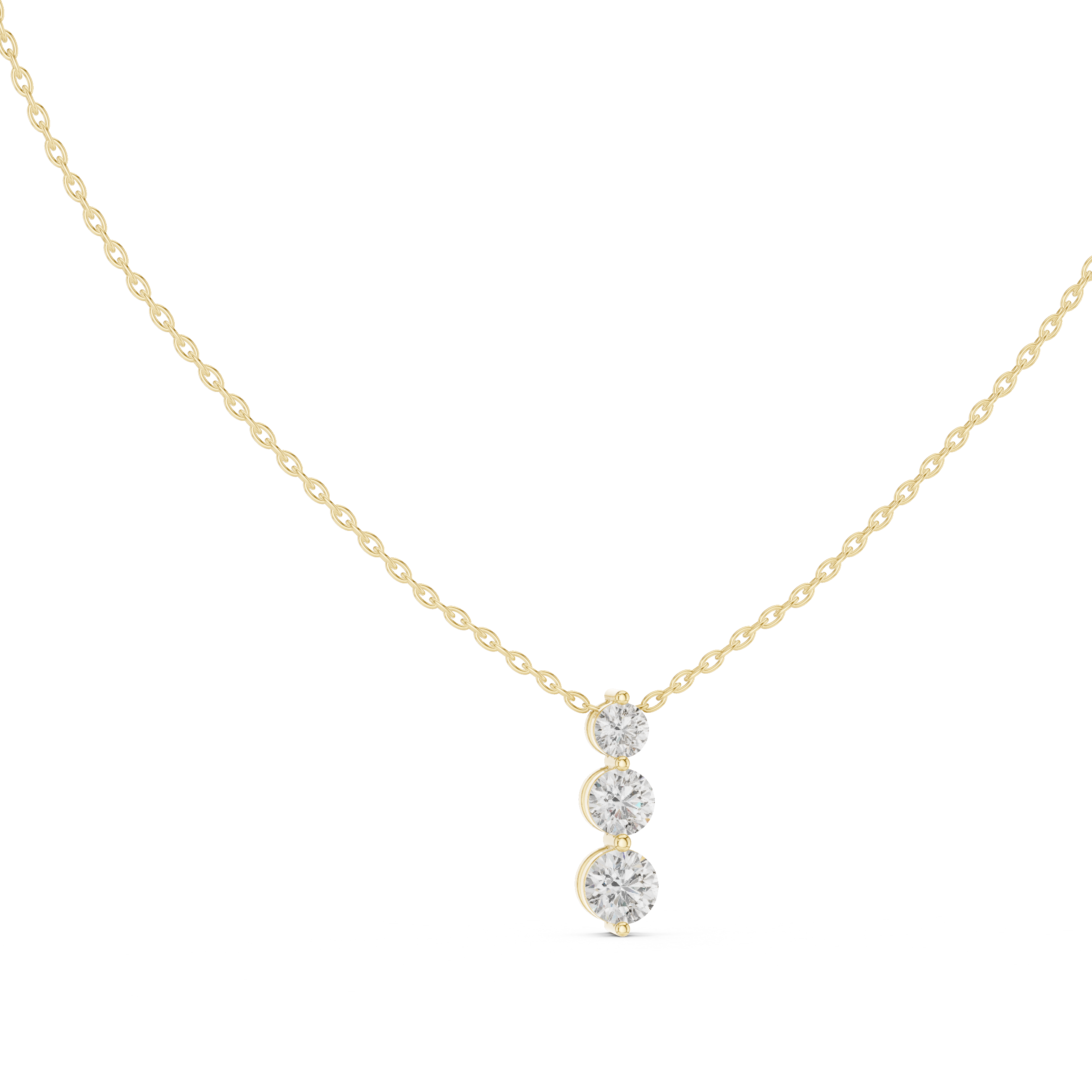 Elegant Triple-Drop Diamond Pendant in High-Polish Collet Setting