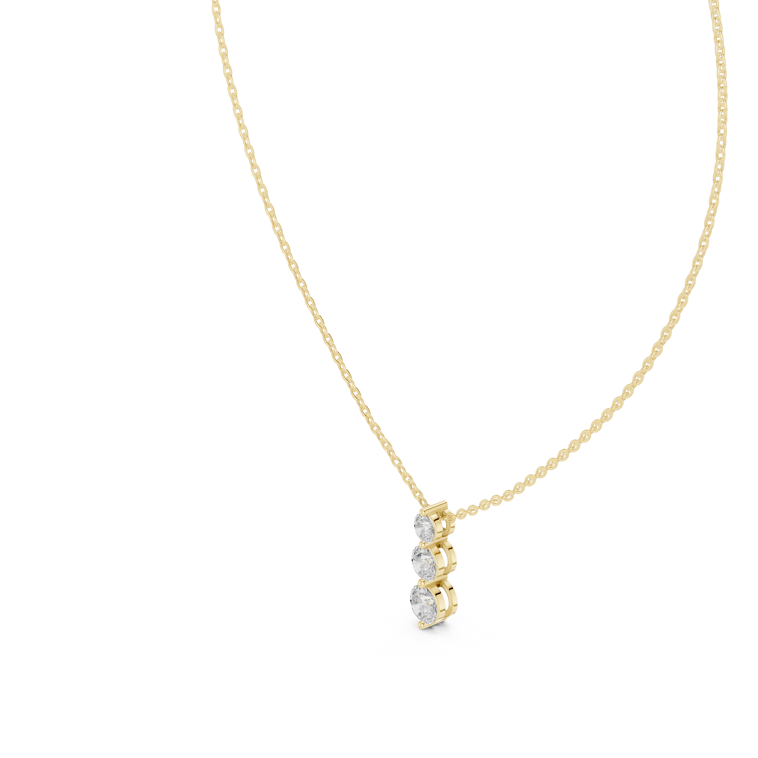 Elegant Triple-Drop Diamond Pendant in High-Polish Collet Setting