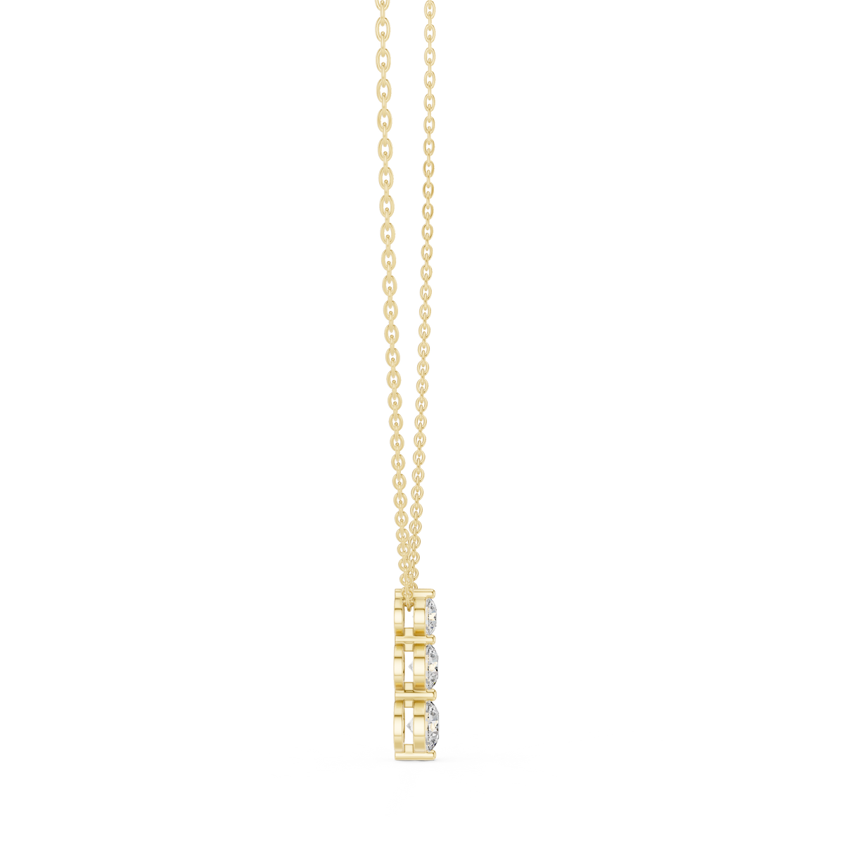 Elegant Triple-Drop Diamond Pendant in High-Polish Collet Setting