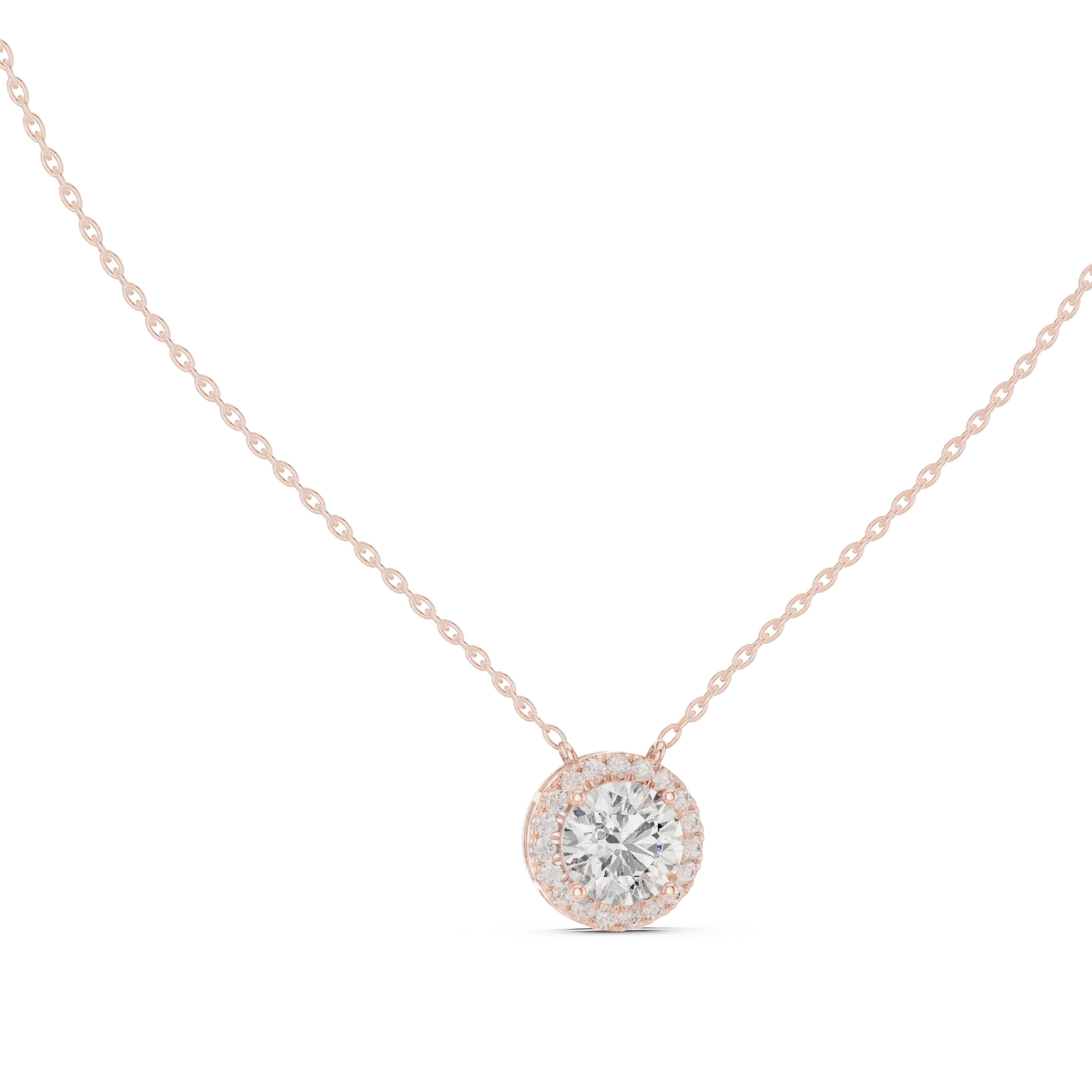 Luxury Diamond Halo Pendant Necklace in 18K Gold
