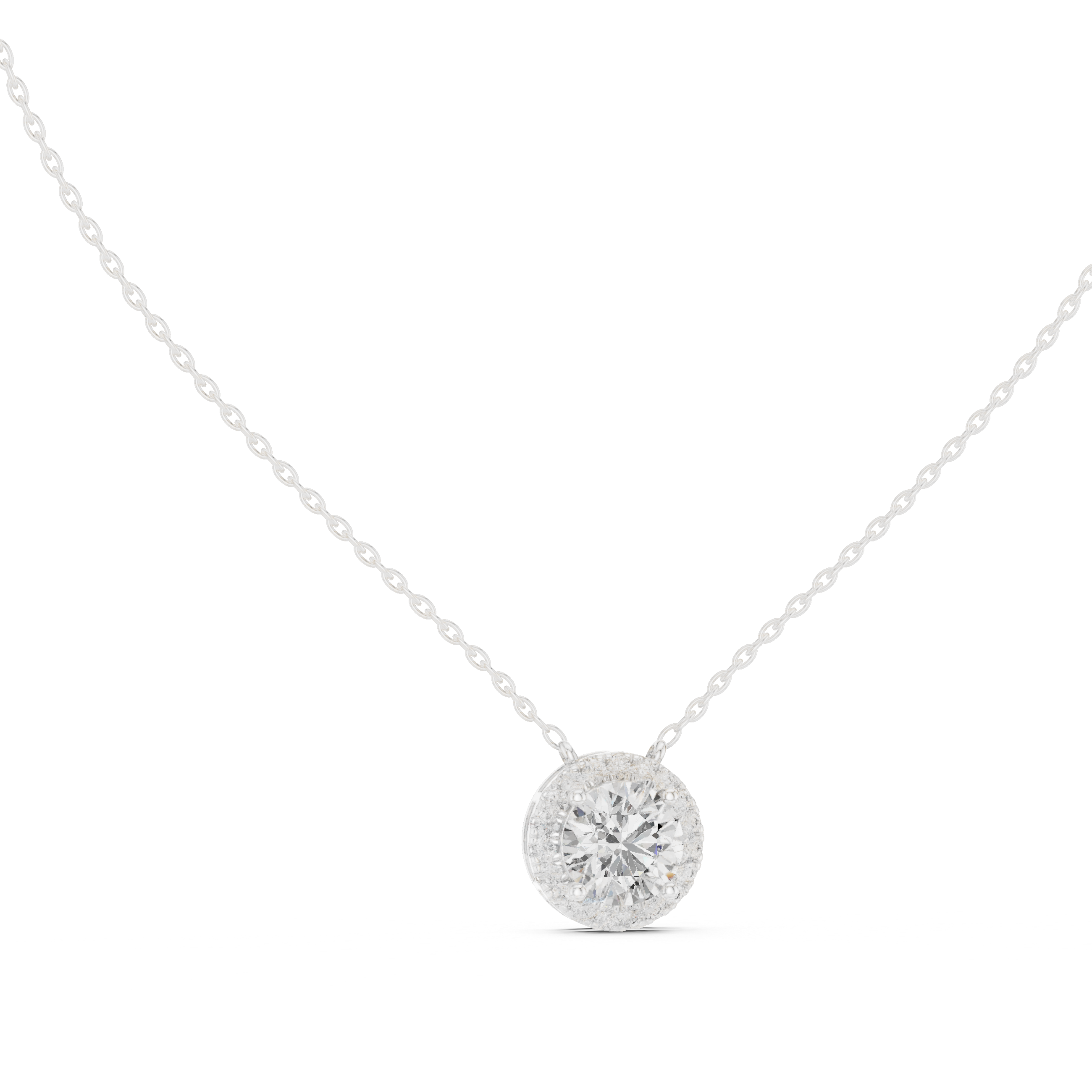 Luxury Diamond Halo Pendant Necklace in 18K Gold