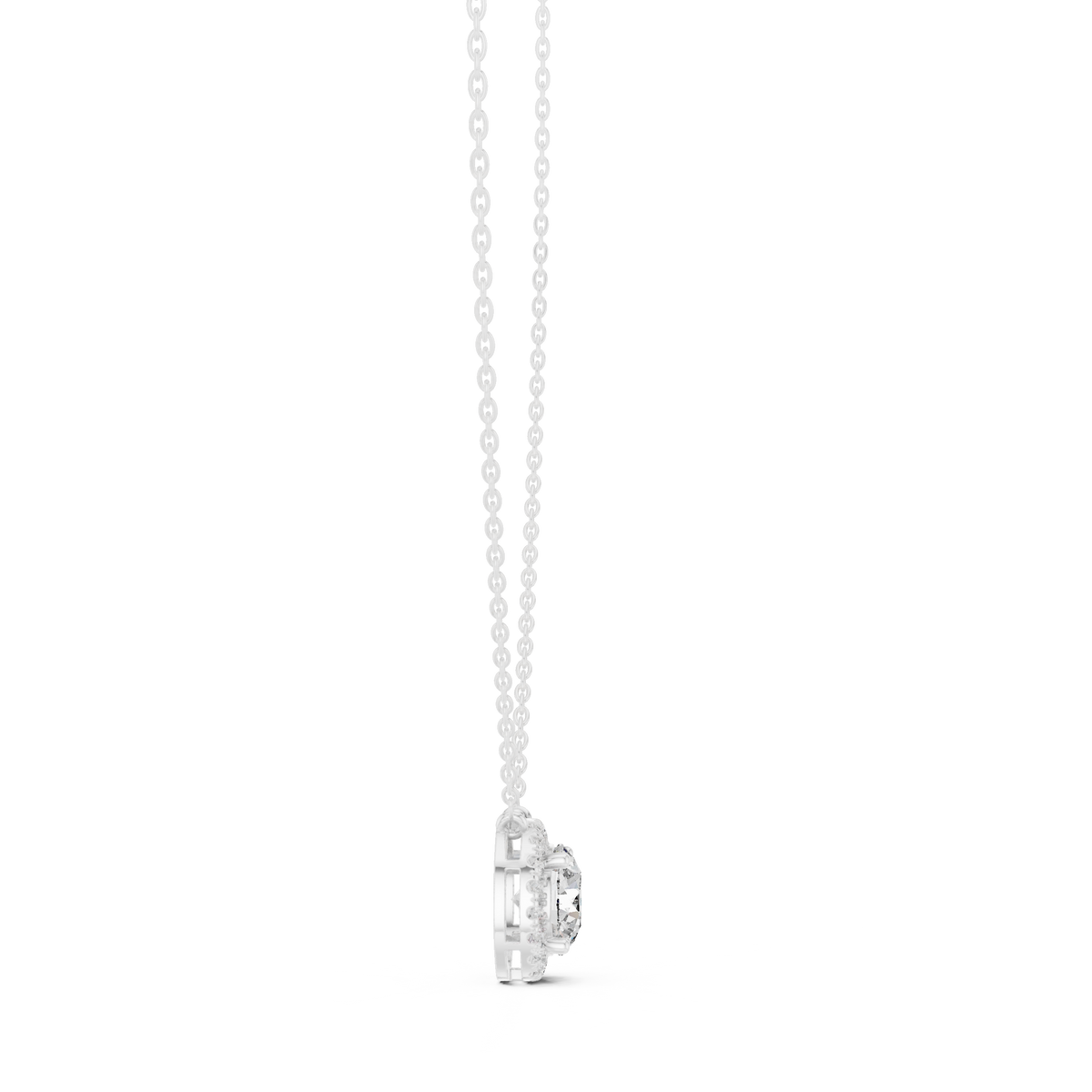 Luxury Diamond Halo Pendant Necklace in 18K Gold