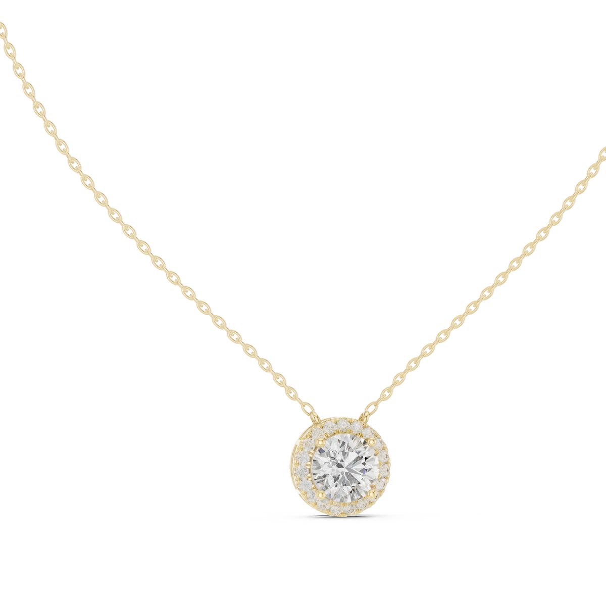 Luxury Diamond Halo Pendant Necklace in 18K Gold